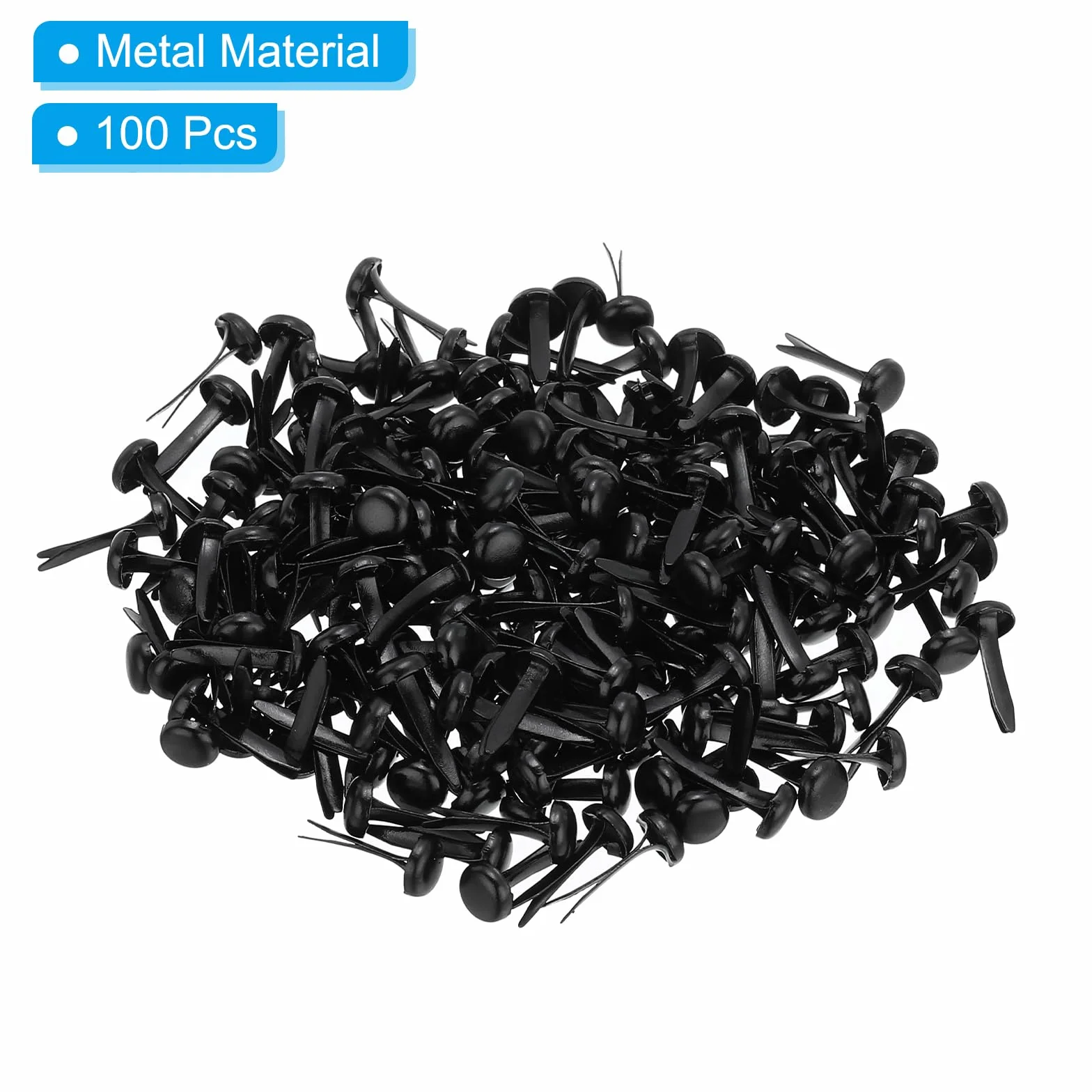 PATIKIL 100pz Fissaggio Ottone Carta Coppiglie Mini Fermagli Metallo Pastello 8 x 15 mm Nero