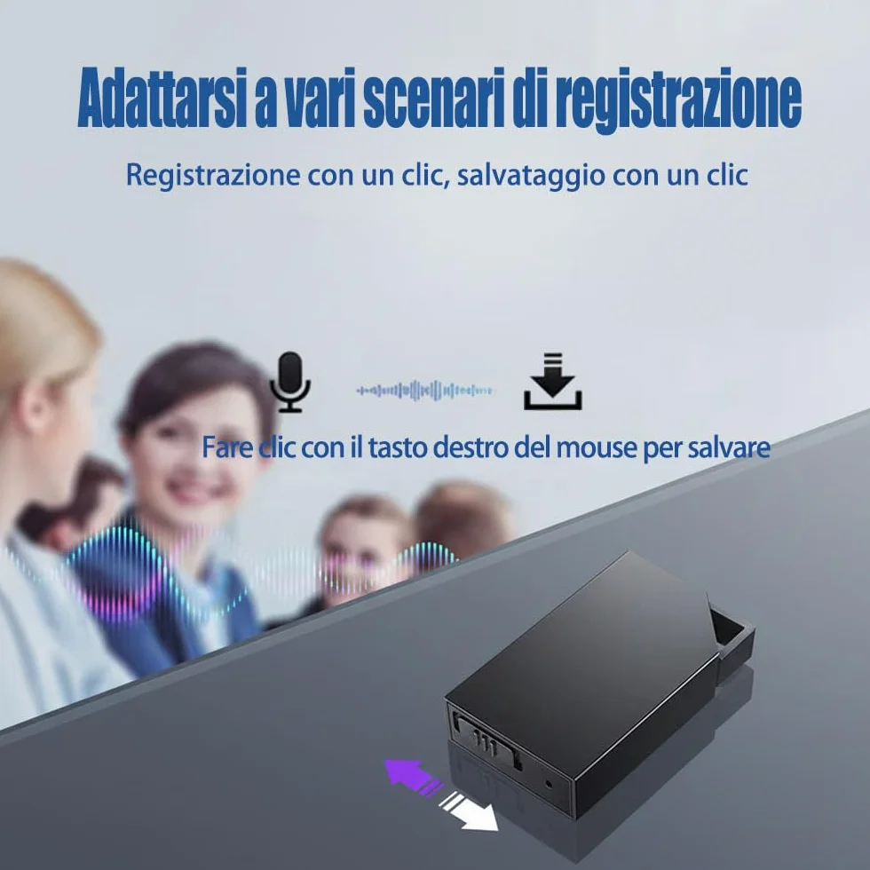 Registratore Vocale con, Memoria da 64GB, Ricaricabile USB, Registratore Vocale Spia e Funzioni Attivazione Vocale, Penna Mini Registratore Vocale Spia, Per Lezioni, Riunioni (3 * 2 * 0.6)