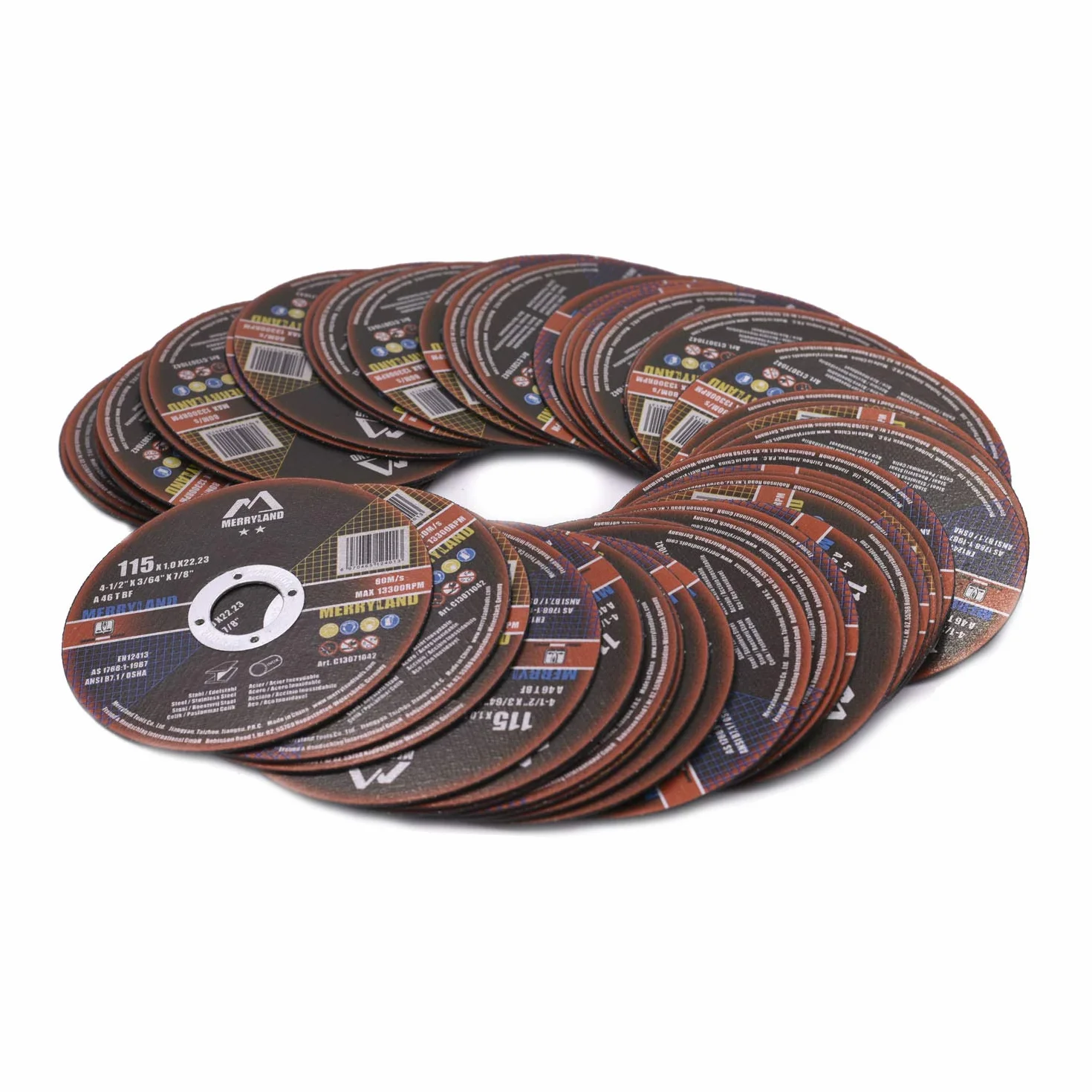 Merryland Dischi da Taglio 115 Ferro Metallo Acciaio INOX per Smerigliatrice Angolare, 115 x 1,0 mm, 50 Pezzi