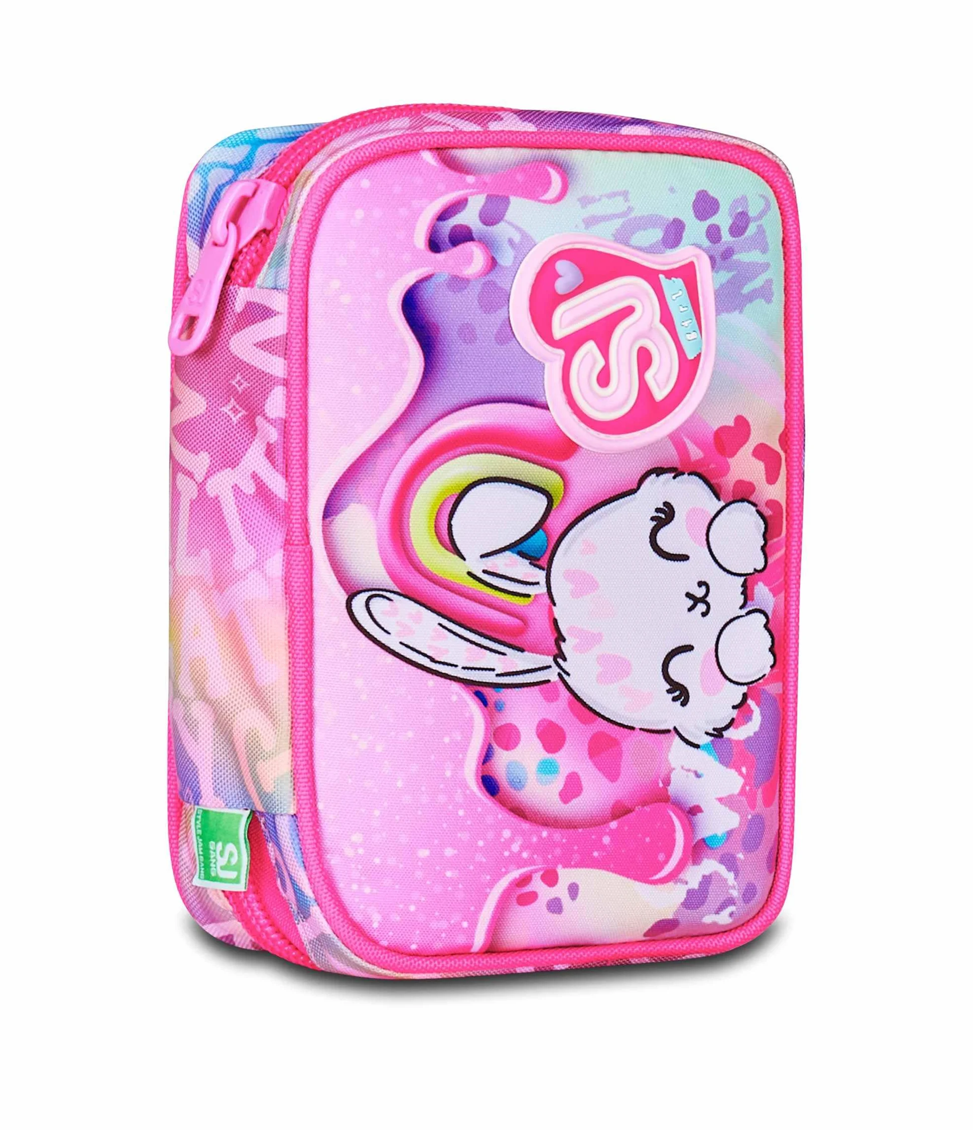 SJ GANG STYLE JAM GANG Astuccio Scuola Speed Pad, Rosa, Portapenne Mono Scomparto con Plance Amovibili, Completo Di Penne, Matite, Colori, Accessori Zaino, Scuola Elementare, Bambina