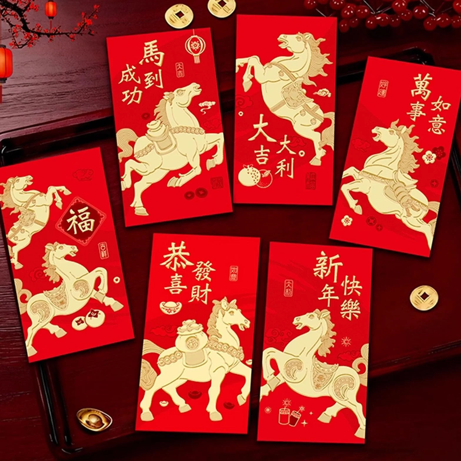 Buste Rosse Cavallo 2026 Capodanno Cinese Hong Bao Regalo Pacchetti Rossi Confezione da 18