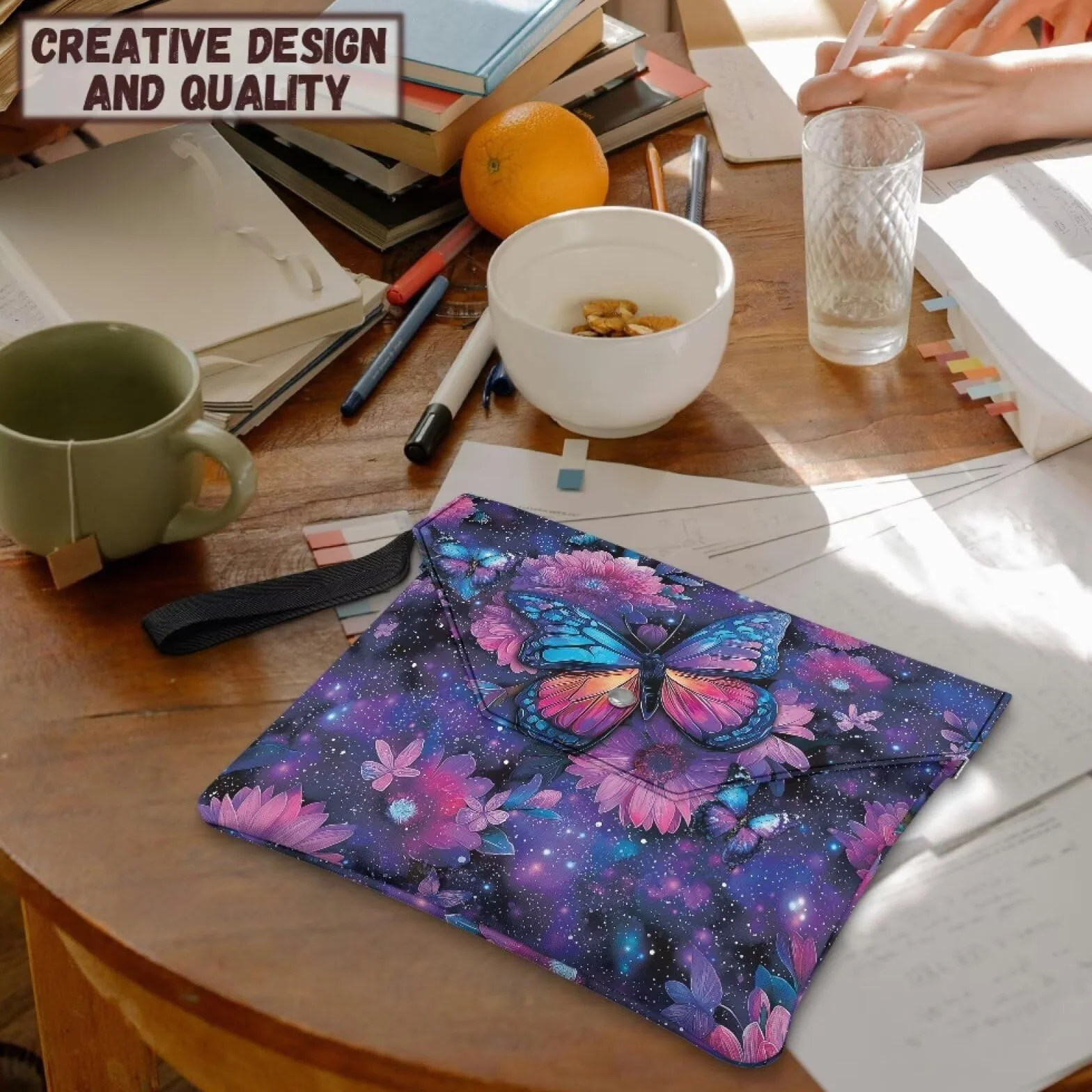 Custodia per libri stellata con farfalla viola 30 x 24 cm copertura protettiva