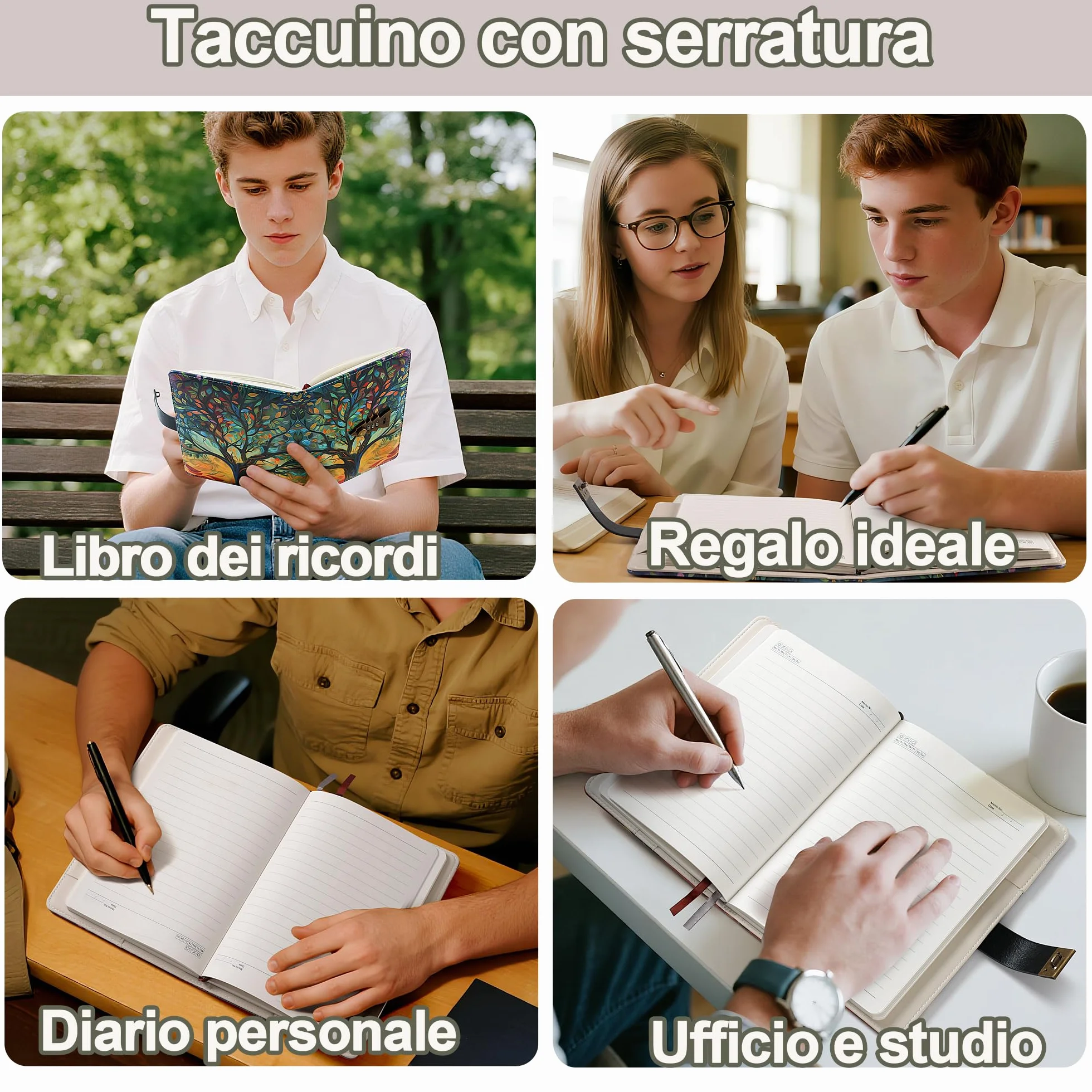 Diario con Lucchetto a Codice A5 244 Pagine Carta 100 g/m² Bullet Journal Planner