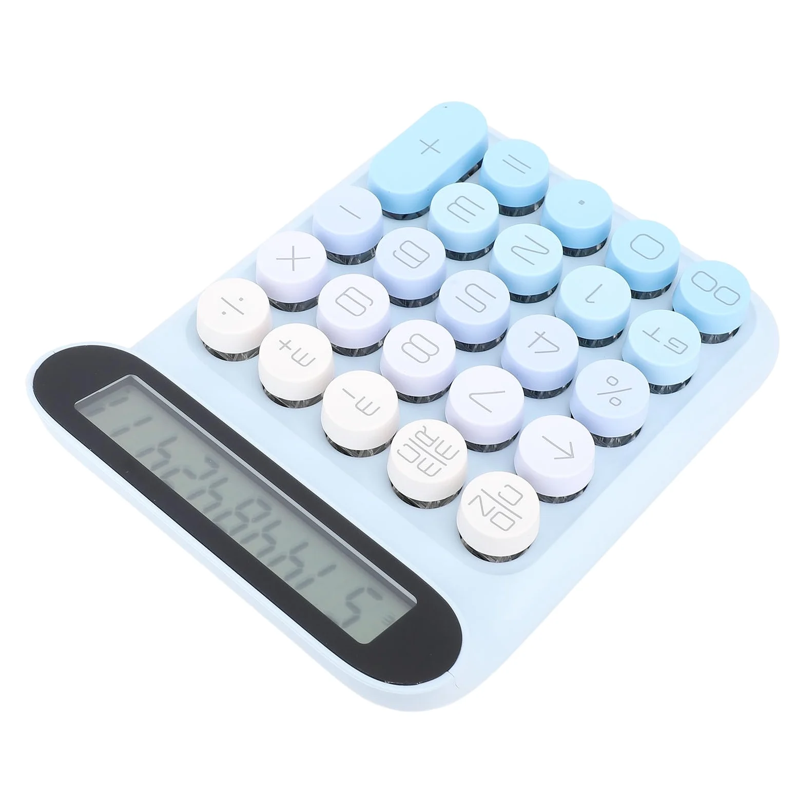 Calcolatrice da Tavolo, Interruttore Meccanico, Tasti Blu, Display LCD a 24 Tasti, Cappucci Rimovibili, Cuscinetti Antiscivolo, Spegnimento Automatico, per Uso Ufficio (BLUE)