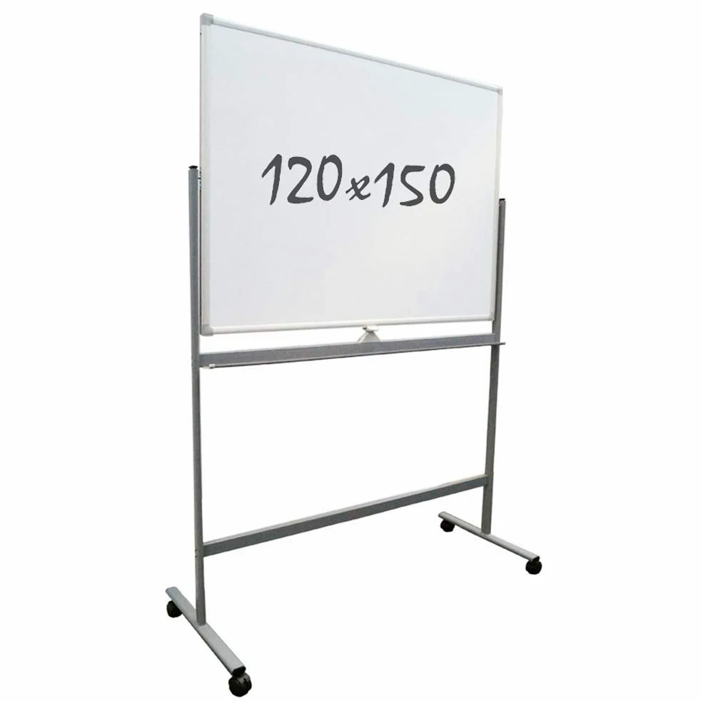 Lavagna bianca magnetica –Doppia superficie- Supporto su ruote (120x150 cm)