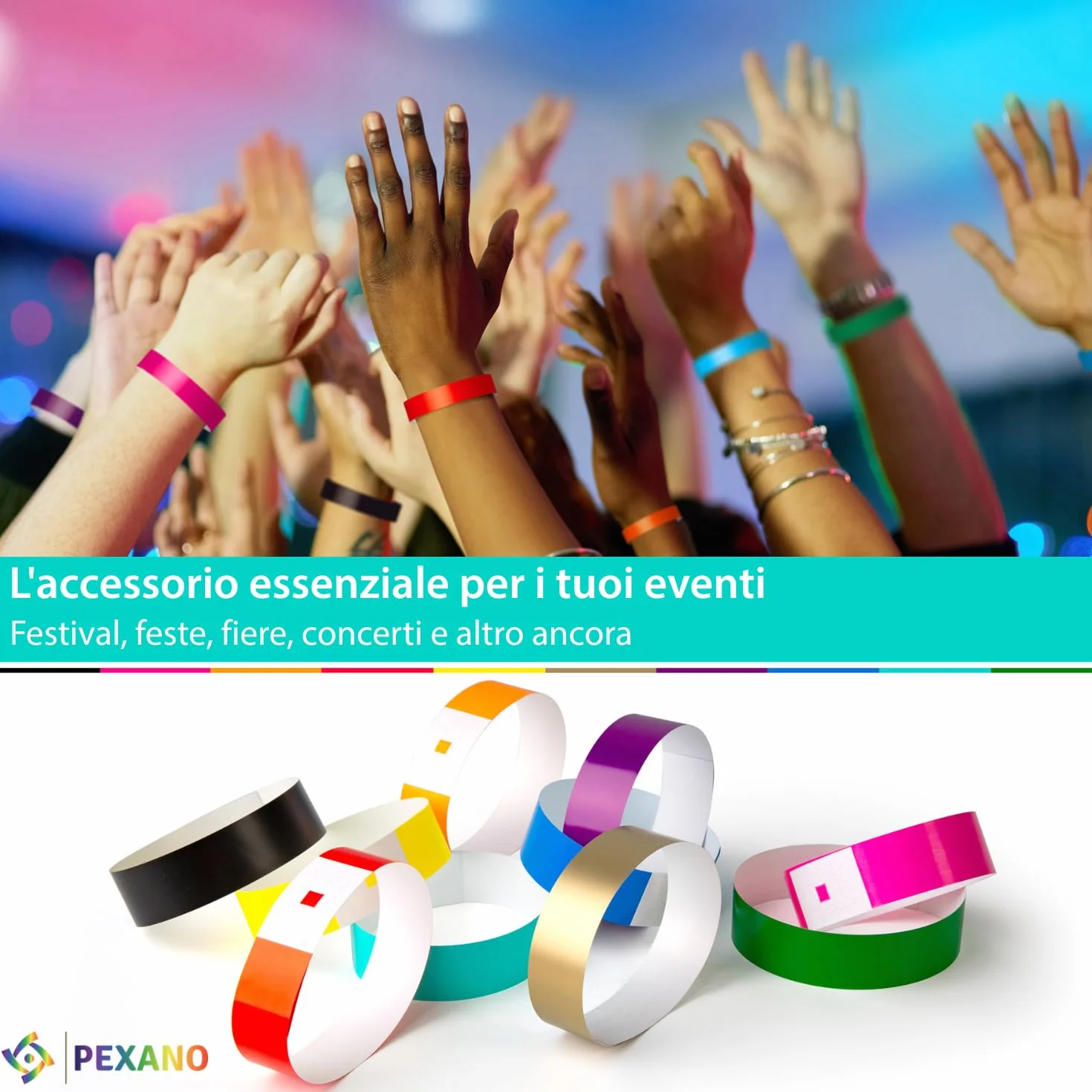 Braccialetti Carta Eventi 1000 Pezzi Colorati per Feste Discoteca Concerto - Braccialetti Identificativi Bambini
