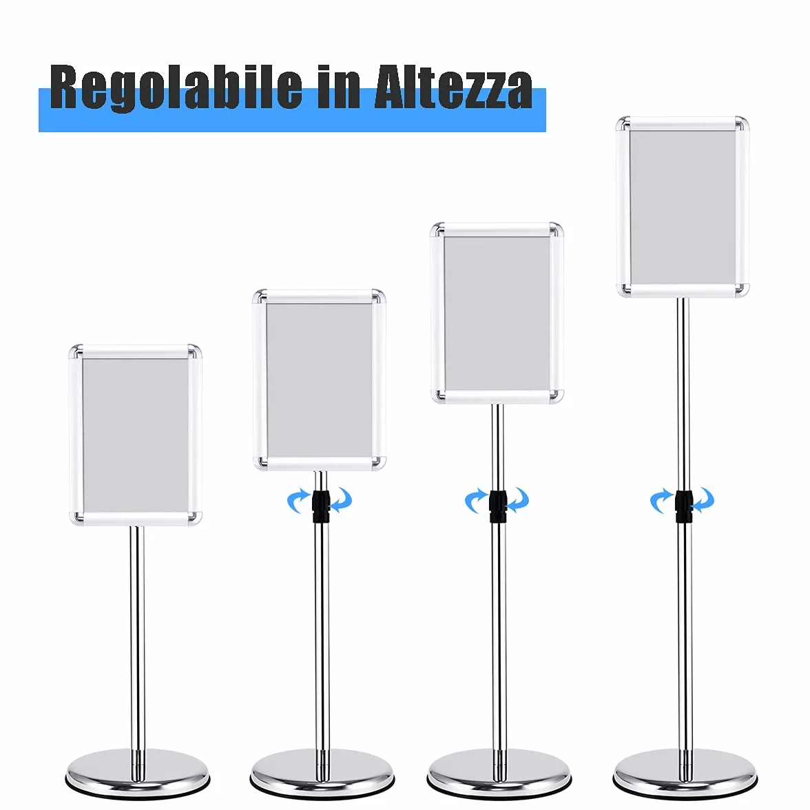 DREAMADE A3 Poster Stand Espositore da Pavimento a Terra Supporto Poster Girevole e Regolabile in Acciaio Inox (medello 2)