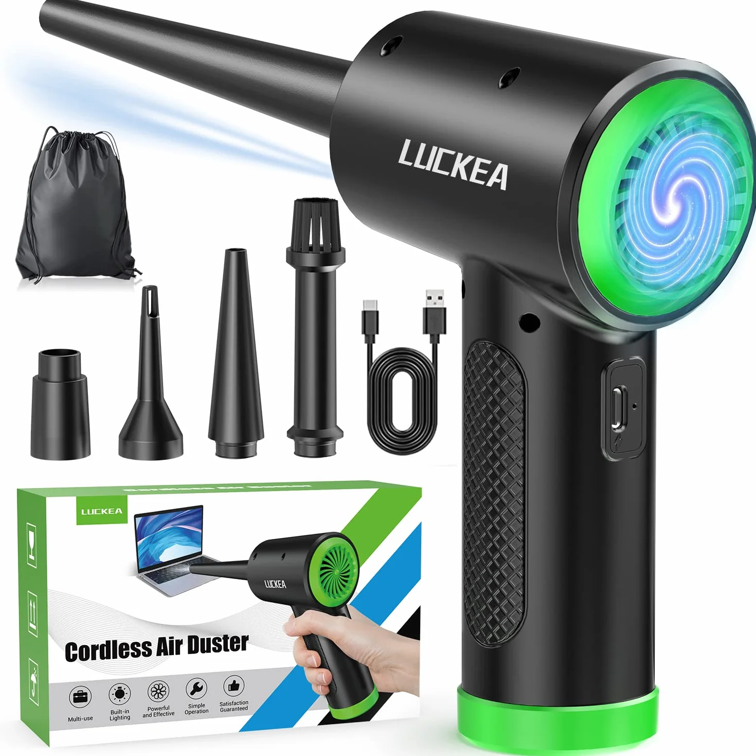 Soffiatore PC Aria Compressa Pulizia PC - Air Duster Depolveratore Elettrico per PC, 6000 mAh Batteria Soffiatore Aria Compressa per Tastiera, Elettronica, Bomba Aria Secca Pulizia PC