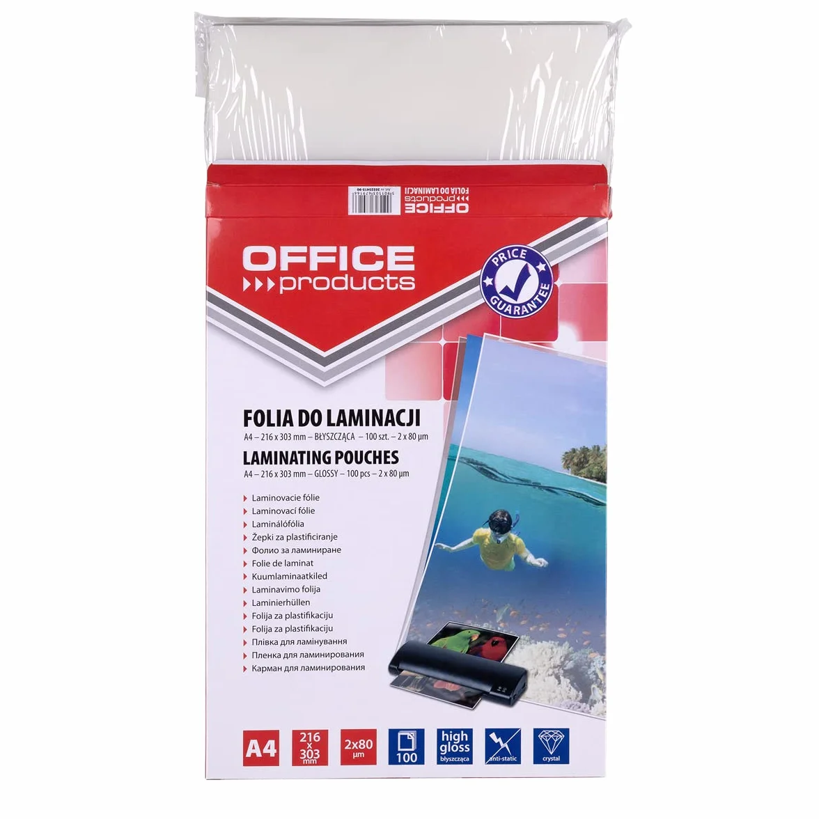 Fogli Plastificatrice A4 2x80 Micron 100 Pezzi Finitura Lucida