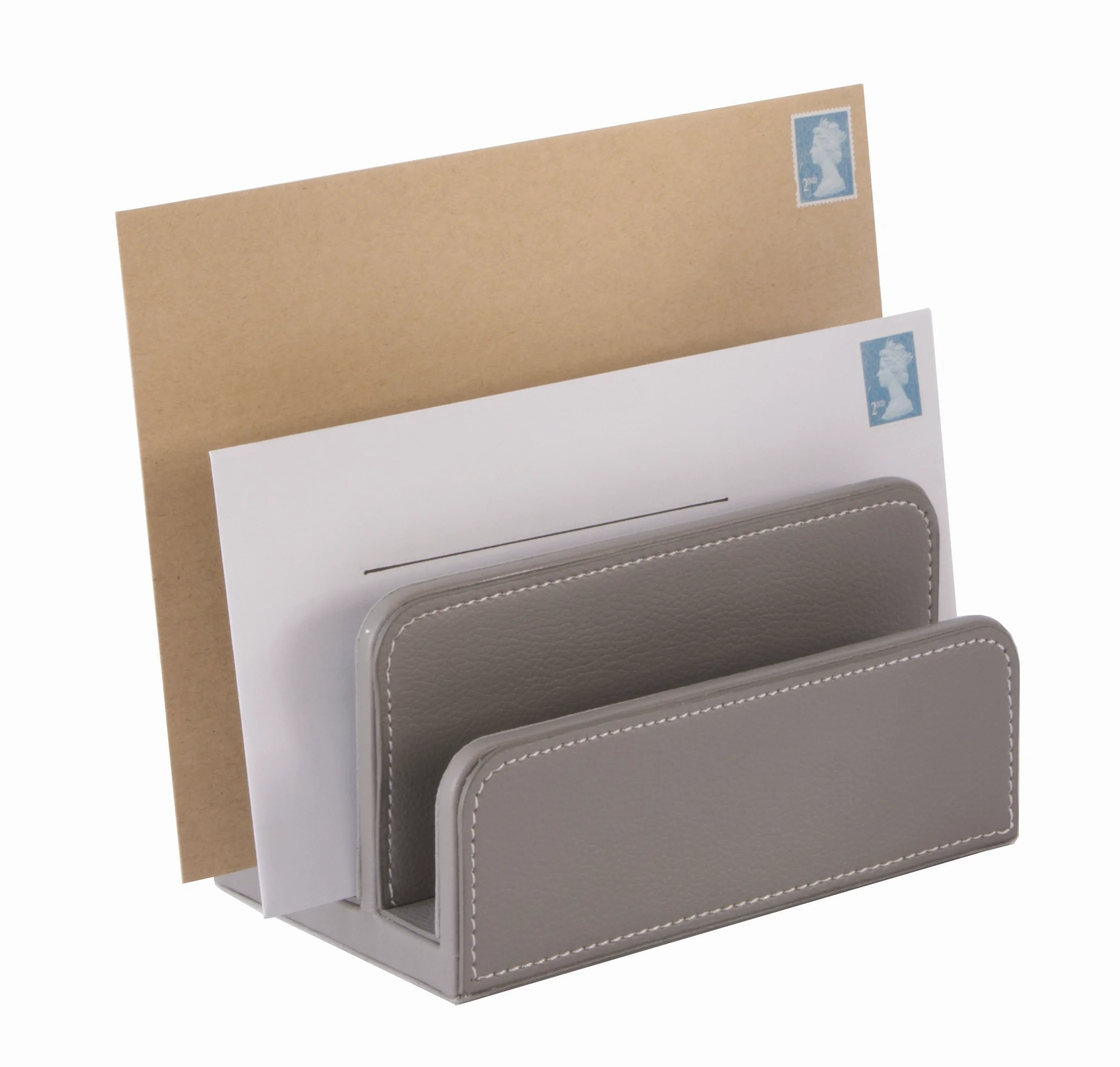 OSCO GRYPULH1 Faux Leather Letter Holder - Grey