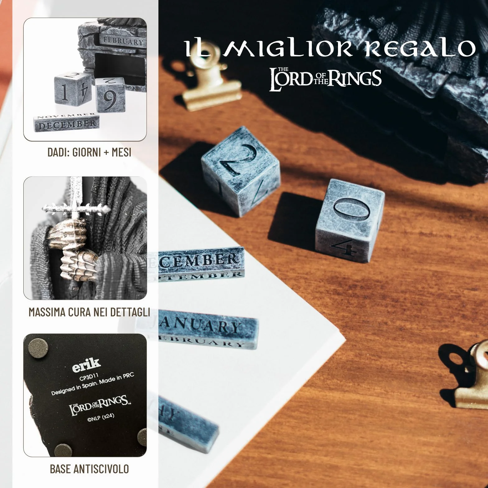 Grupo Erik Calendario Perpetuo Il Signore degli Anelli Nazgul 3D - Calendario da Tavolo Signore degli Anelli Gadget | Decorazione da Scrivania per Fans Lord of the Rings (9 x 9 x 23 cm)