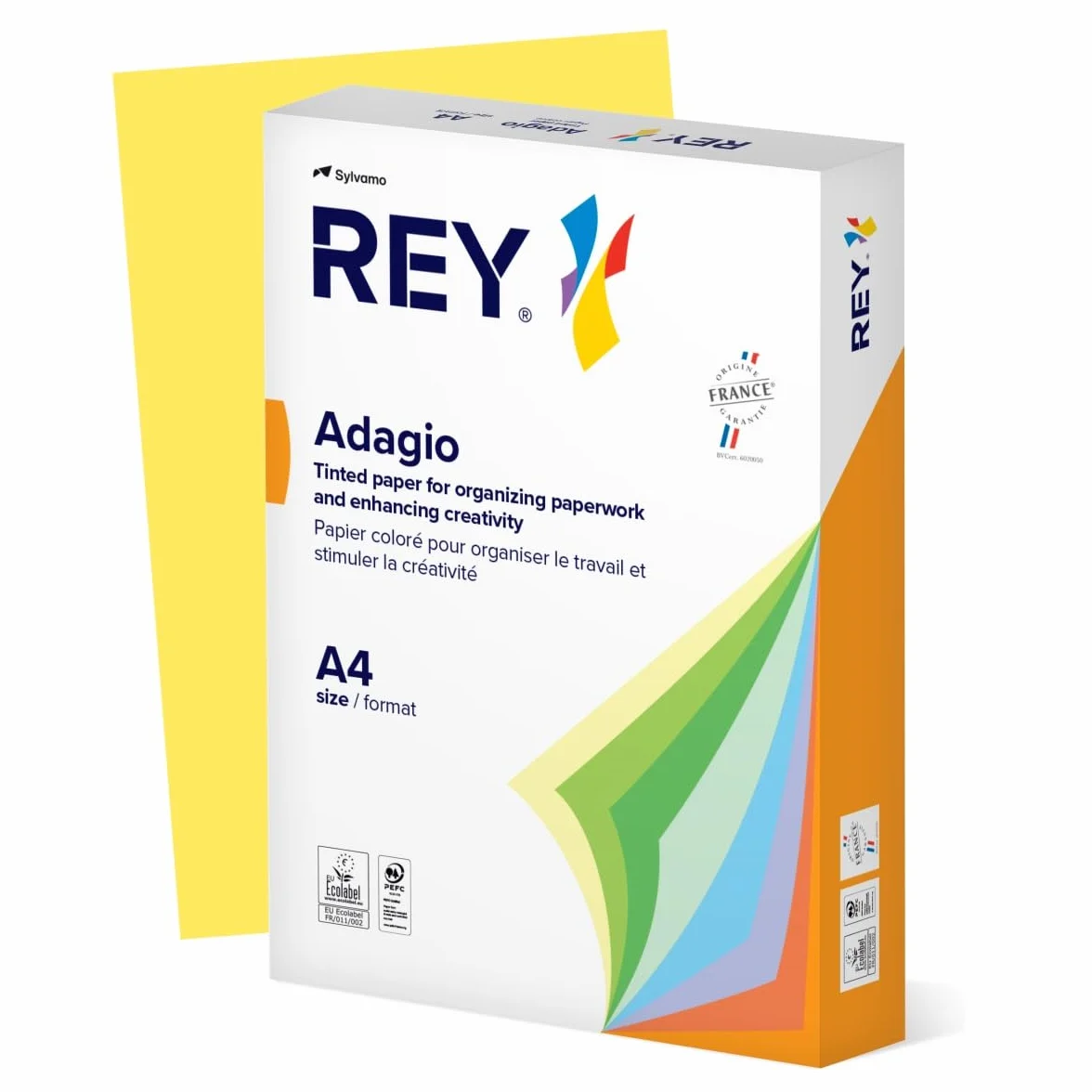 Papier biurowy REY ADAGIO A4 80g żółty cytrynowy 500 arkuszy