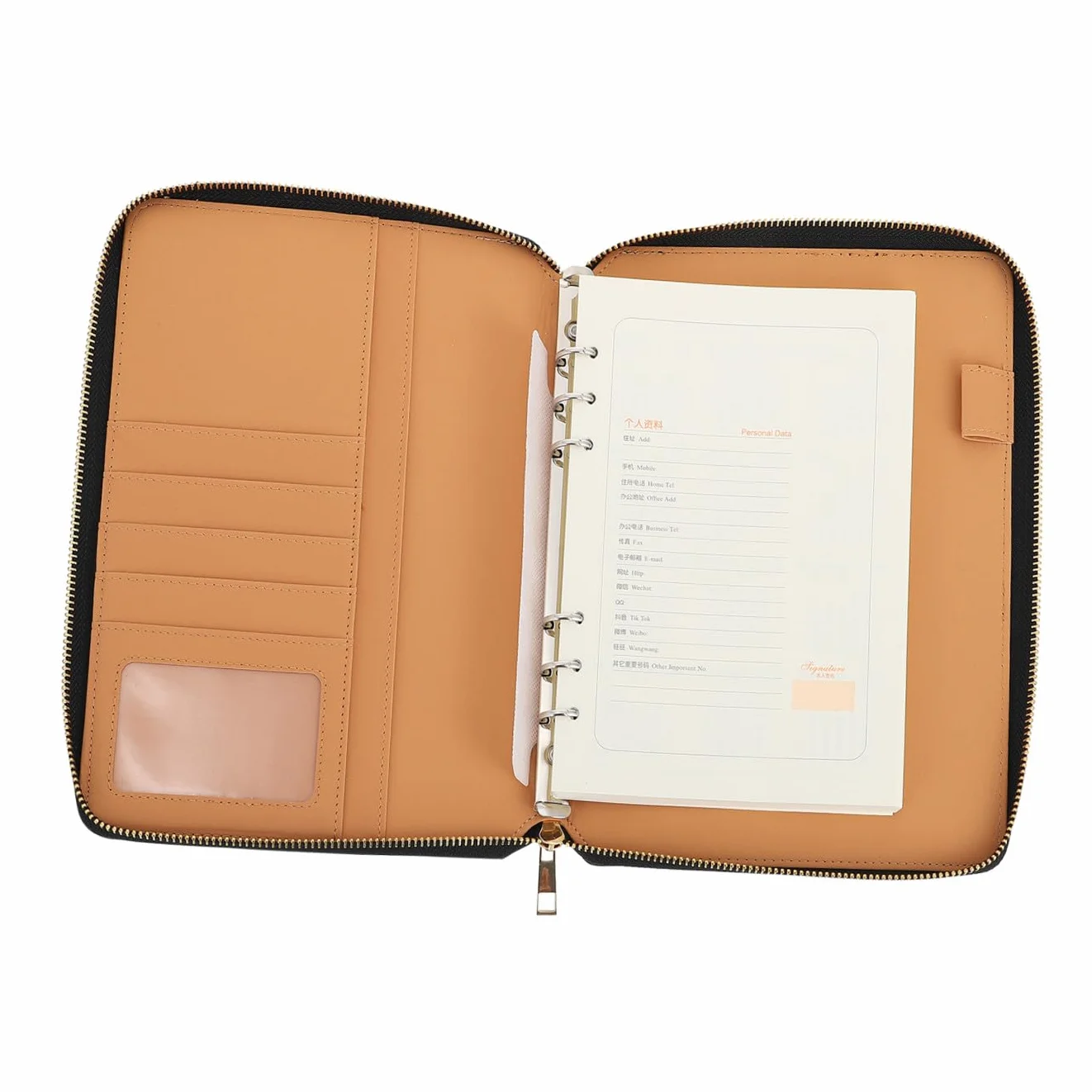 Blocco Note Aziendale A5 con Copertina in Pelle e Chiusura a Zip, Quaderno a Fogli Mobili per Ufficio e Pianificazione Quotidiana, Taccuino Portatile per Appunti e Agenda Business