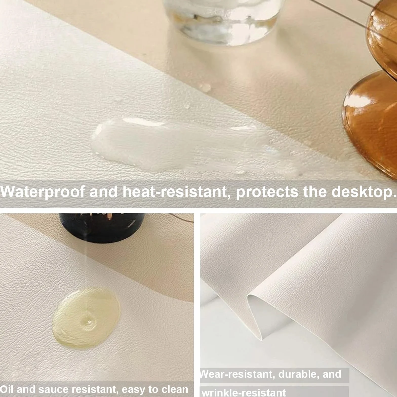 Grande tappetino per mouse antiscivolo, lavabile, impermeabile, in pelle PU, per ufficio, casa, laptop e tastiera