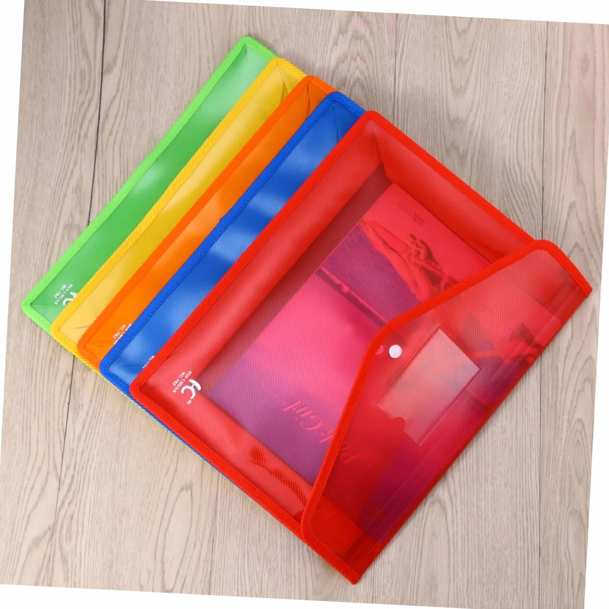 Tofficu 5pezzi Cartella Portadocumenti in Plastica Trasparente con Bottone Pressione Busta da Ufficio Sacchetto Portaoggetti per Organizzazione e Trasporto