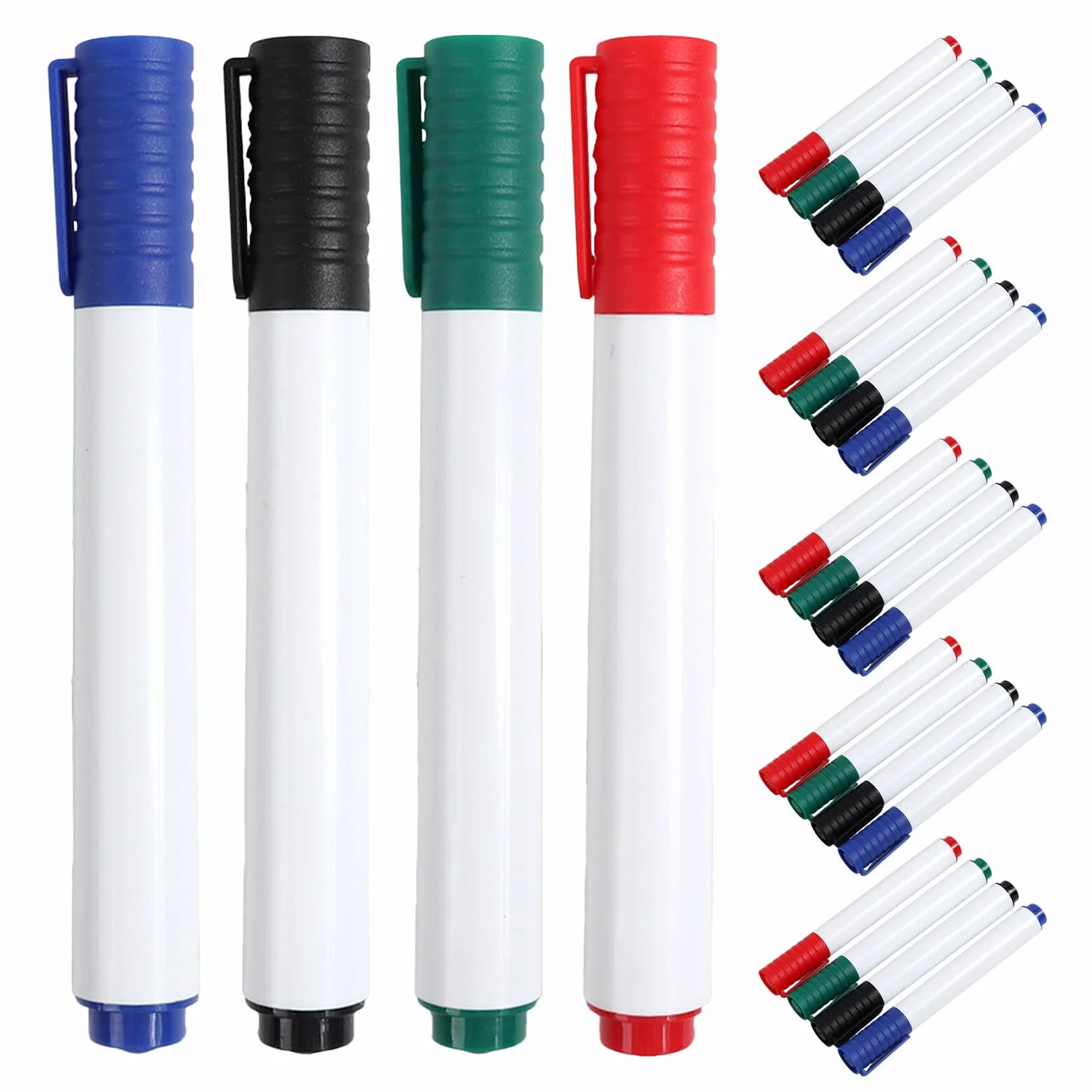 Pennarelli Cancellabili a Secco 24 Pezzi, Set 4 Colori per Lavagna Bianca, Vetro e Finestre, Pennarelli a Gesso Liquido Asciugatura Rapida per Scuole, Uffici e Ristoranti
