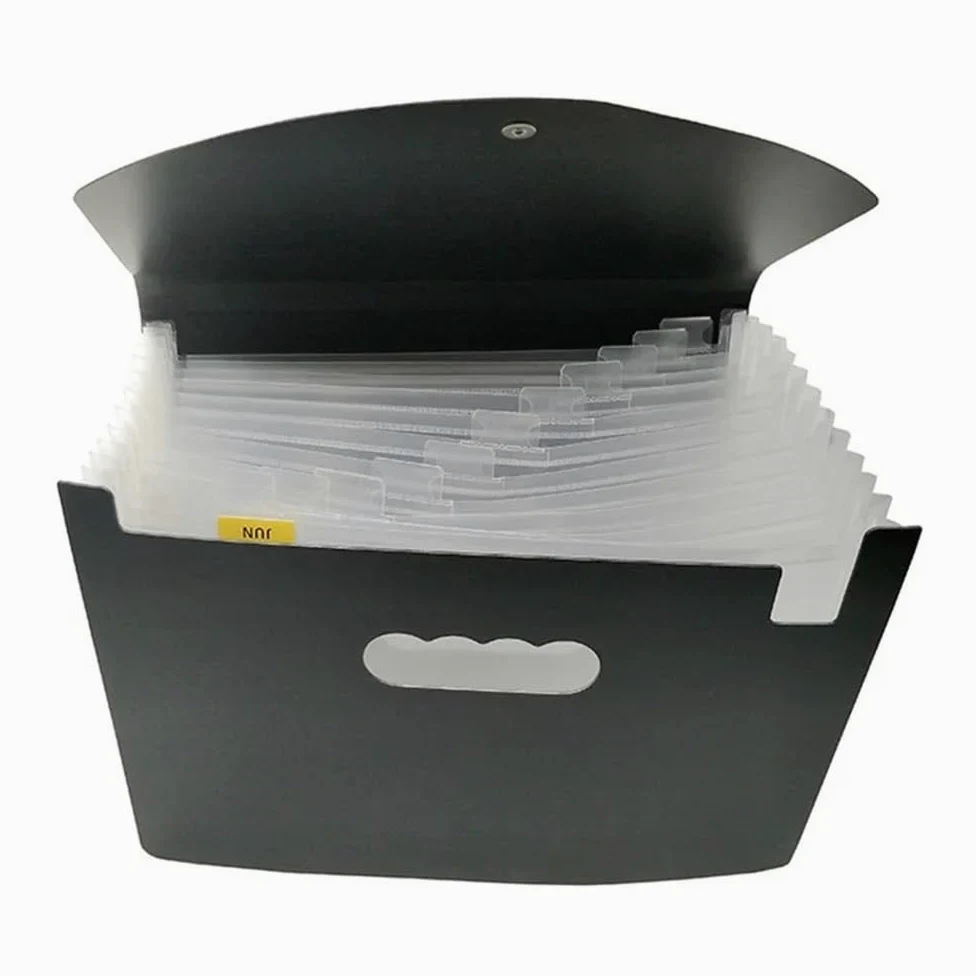 Cartelline Portadocumenti Cartella di classificazione Multistrato A4 for Forniture for Ufficio a 12 Strati Cartelline(Nero)