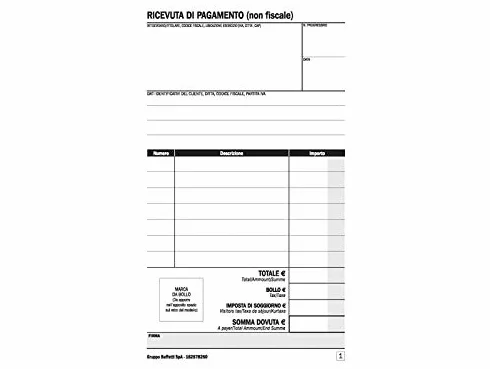 Blocco ricevute B&B autoricalcanti 25 copie 16,8x10cm DU16257B250