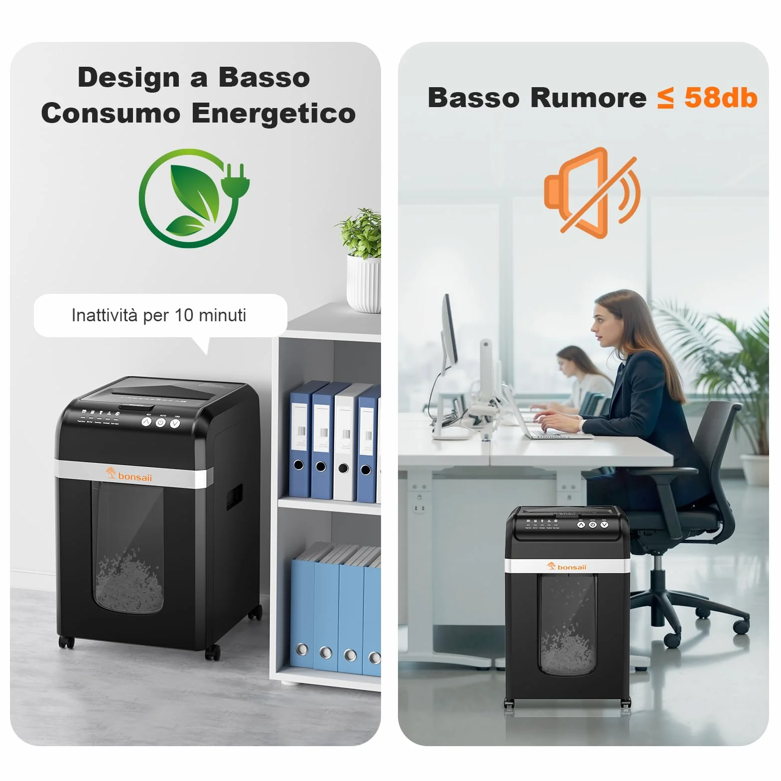 Bonsaii Distruggi documenti con Alimentazione Automatica da 200 Fogli, 60 Minuti di Funzionamento Continuo, Taglio a Frammento P-4, Cestino da 31L, Silenzioso e Ideale per Ufficio, C283-A