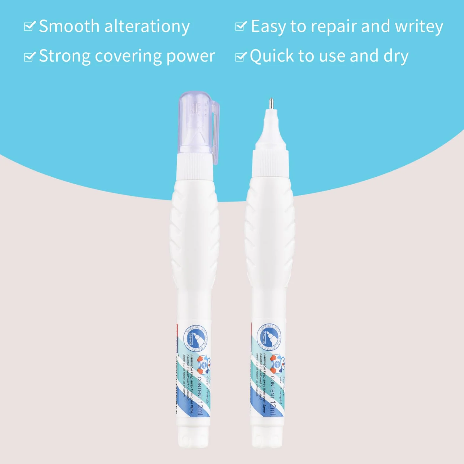Set 12 penne correttive Whiteout liquido a punta fine 7 ml