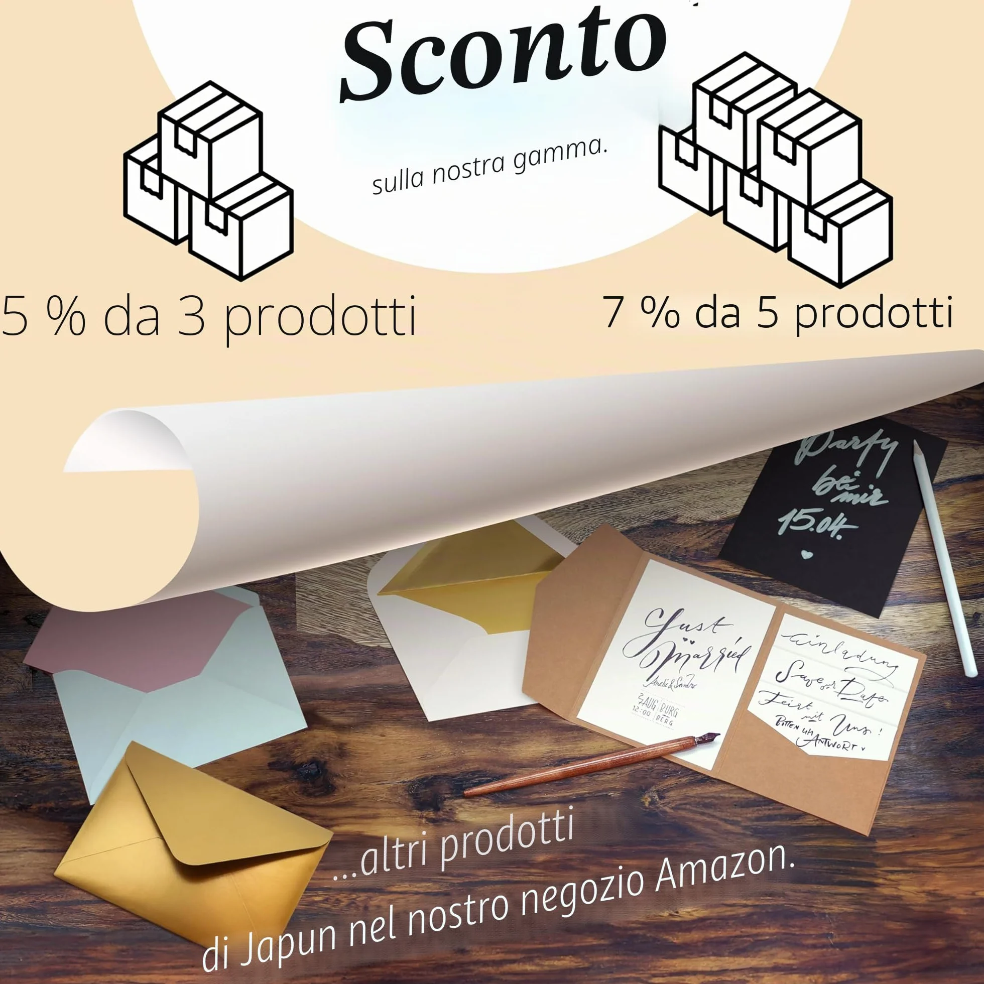Japun Pocketfold Biglietti carta kraft vuoti tascabili con buste DIN B6 inviti nozze marrone 25 pezzi