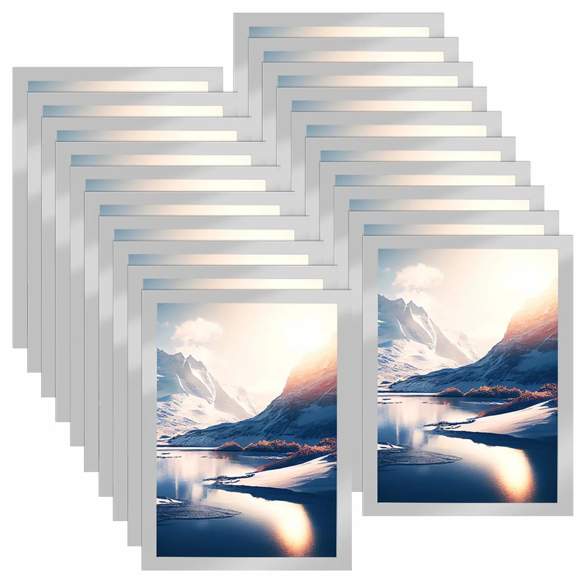 20pcs A4 Cornice Magnetica Autoadesiva,Informazioni Cornice argento, Display Impermeabile,Coperture per Segnaletica,Foto,Documenti,Pareti e Finestre,Chiusura Magnetica,Copertura Magnetica(32,5x24cm)