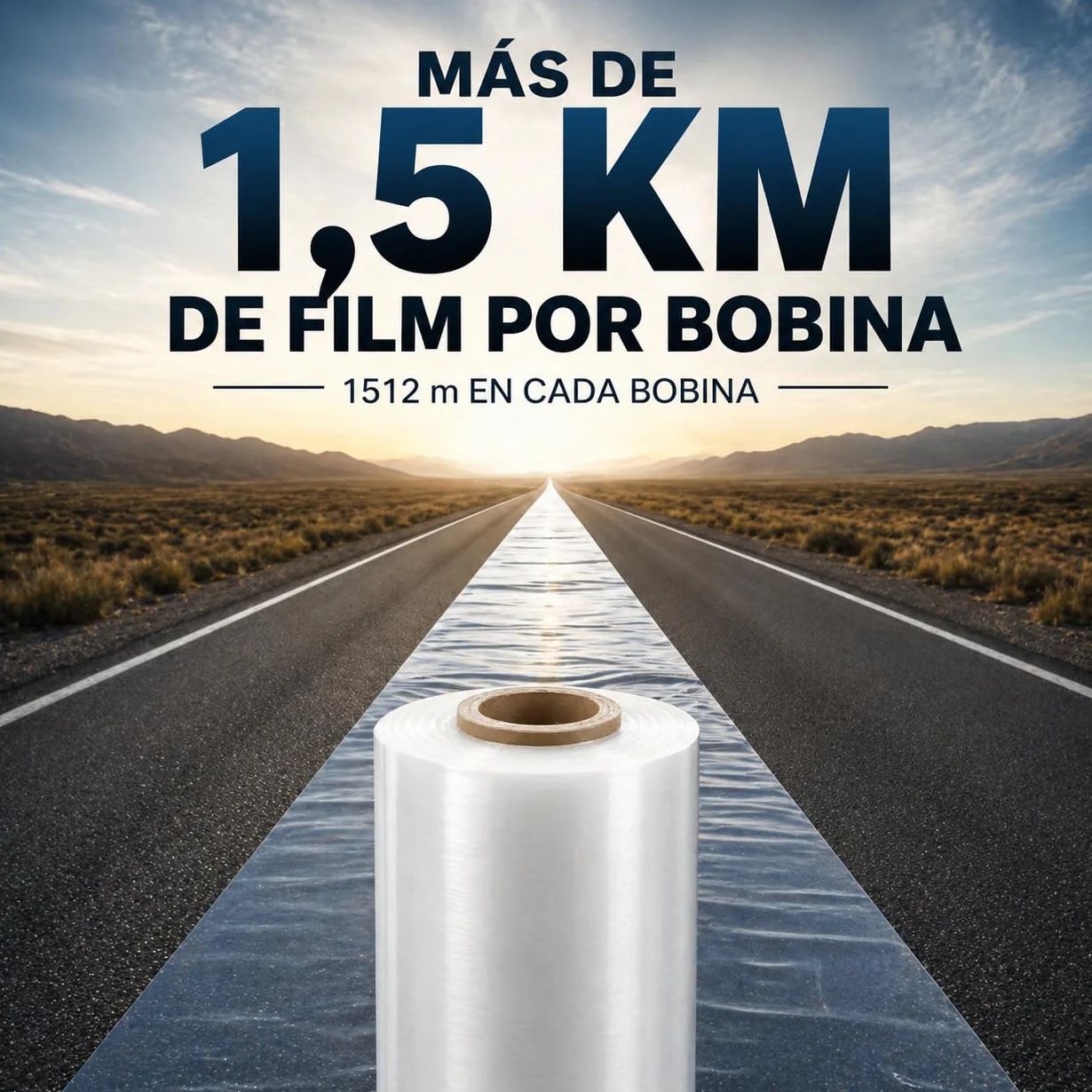 Film estensibile automatico trasparente 500 mm x 1512 m - Bobina industriale 16 kg - 23 micron ±2 - Plastica Stretch Film per enfardatrice automatica, pallettizzazione, imballaggio e logistica