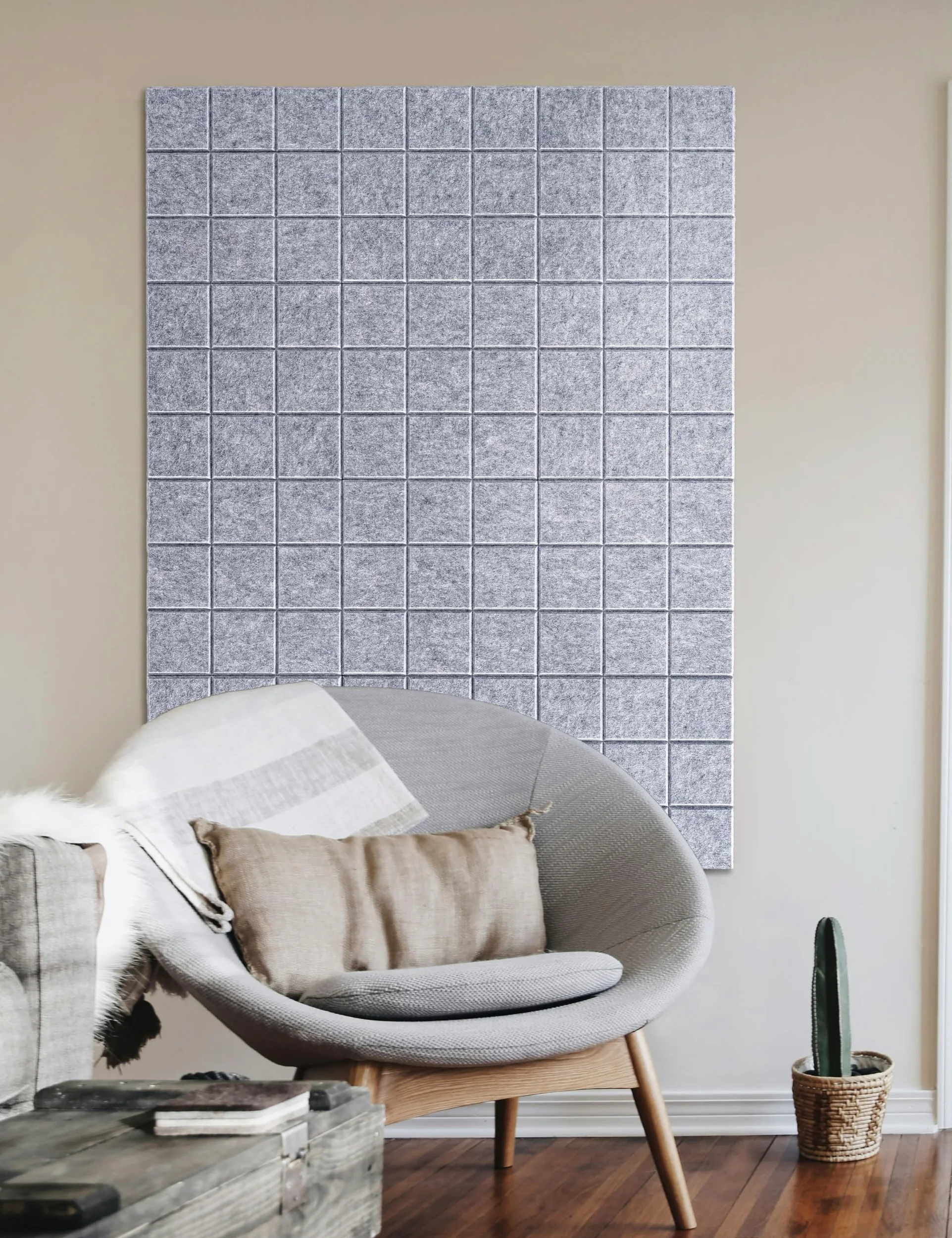 Grande lavagna in sughero per ufficio, confezione da 12 piastrelle in feltro con linguette adesive, 121,9 x 91,4 cm, grandi lavagne in sughero per pareti, bacheca in sughero da parete (grigio chiaro)