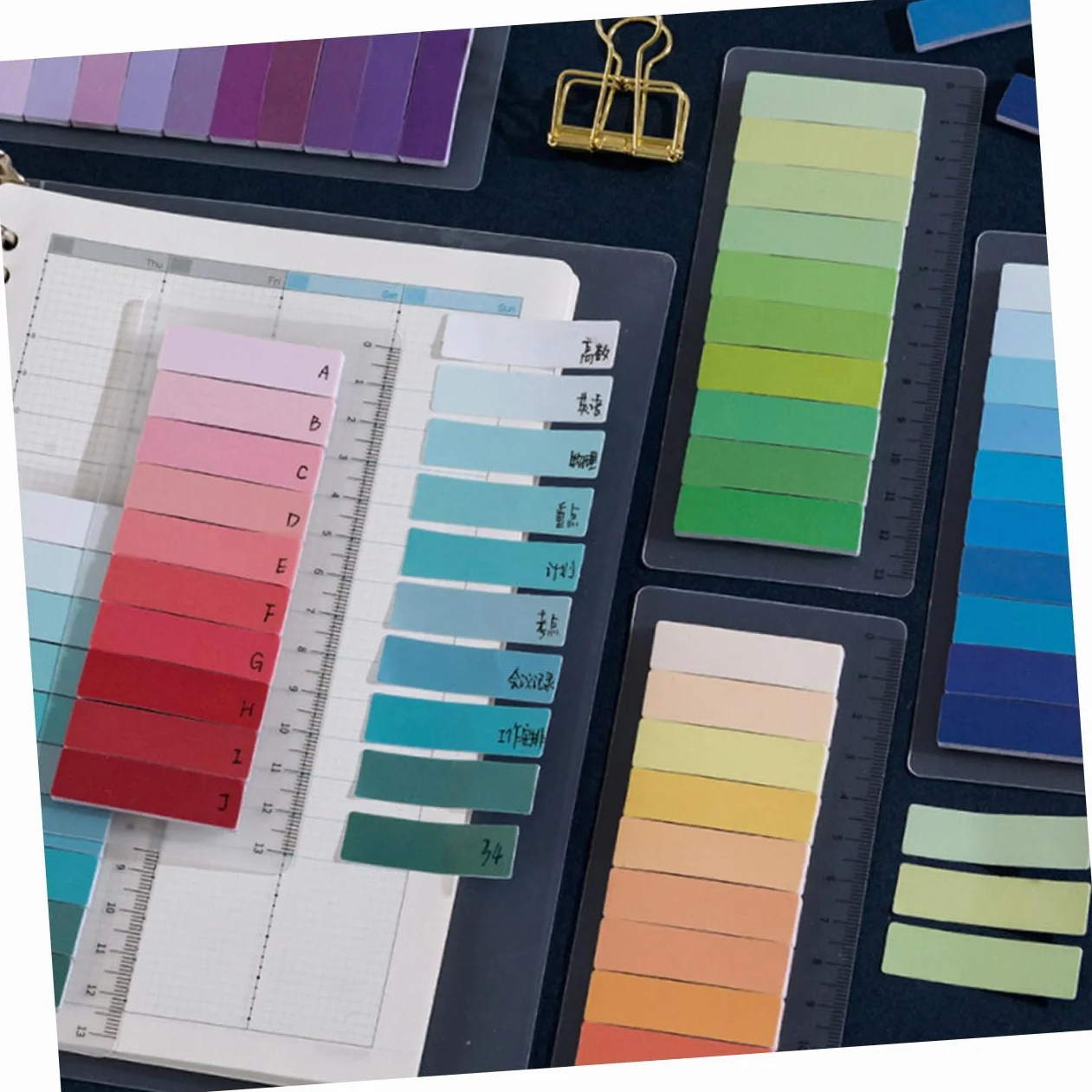 12 Set Linguette Adesive Colorate per Libri Indicatori Riposizionabili e Scrivibili per Studio e Ufficio Foglietti per Organizzazione