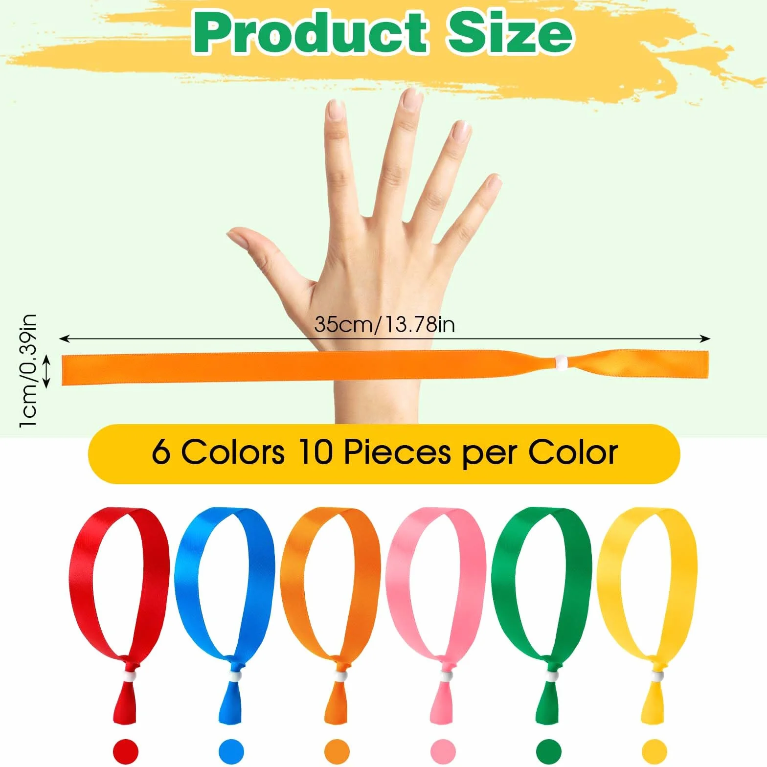 Braccialetti in Tessuto per Eventi 35x1 cm con Fibbia Regolabile 60 Pezzi