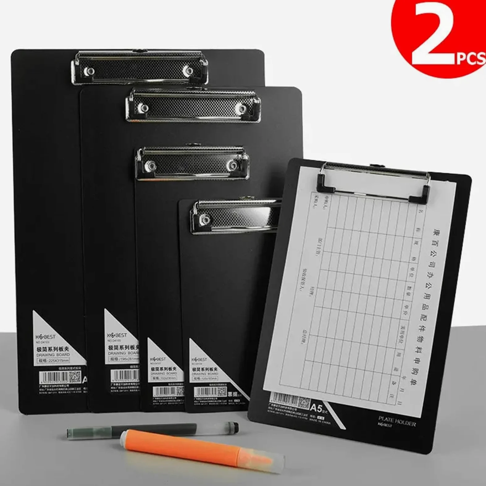 Porta-appunti in legno 2 pezzi di appunti neri semplici A4 B5 cartella file con clip A5 ristorante menu blocco note A6 Mini board(A5)