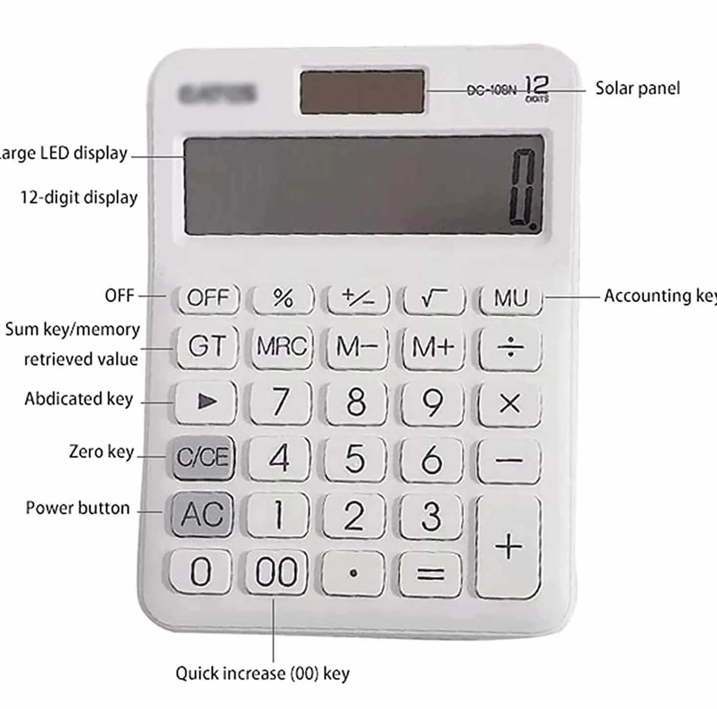 Calcolatrice Casa Ufficio Candy Colors Calcolatrice da Tavolo Display LCD A 12 Cifre Solare E Batteria Dual Power Perfetta per Scuola(Black)