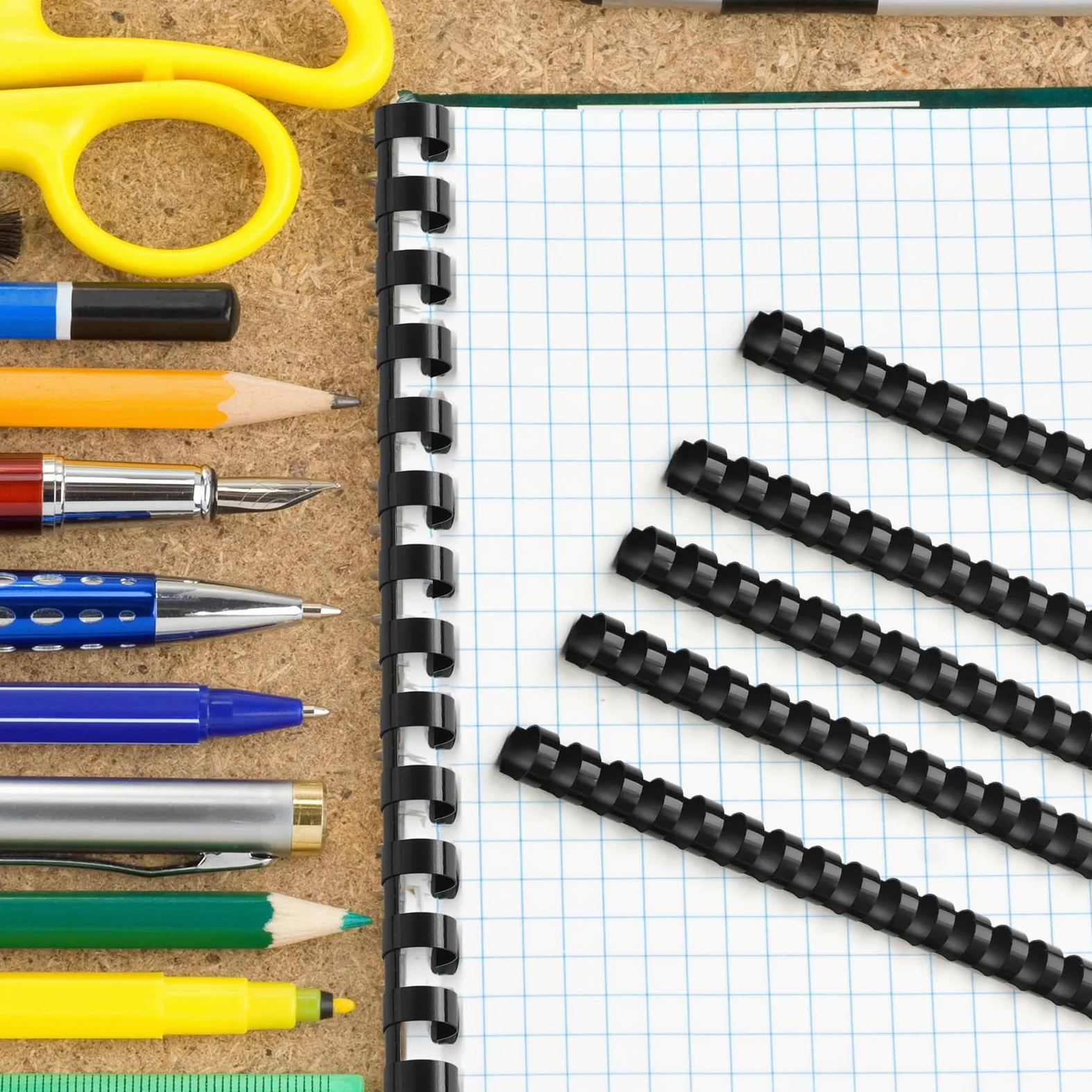 Confezione da 150 pettini per rilegatura in plastica, 19 anelli, dorsi per rilegatura a spirale, formato lettera, per quaderni, calendari, album fotografici (1,27 cm, nero)