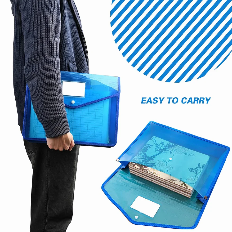 7 Pcs Cartelle Portadocumenti in Plastica con Bottone a Scatto, 36,5 * 28 cm, Impermeabile Trasparente Portafogli per Ufficio Scolastico