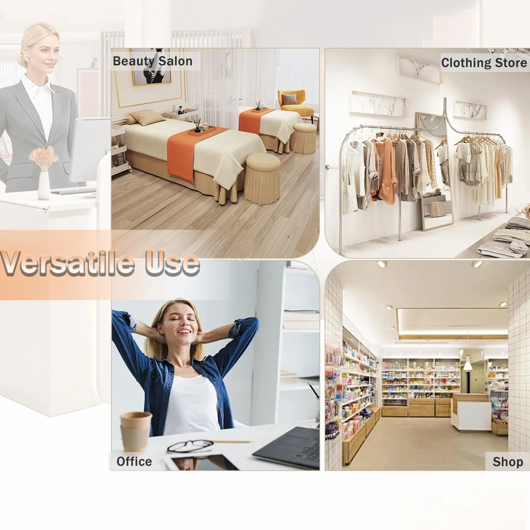 Banco Reception Estetica con Luce e Cassetti, Bancone Cassa Negozio, Bancone Ufficio, Cassette di Ricevimento, per Sale Aziendali, Negozi di Frutta, Reception Alberghiere (White, 60X45X100