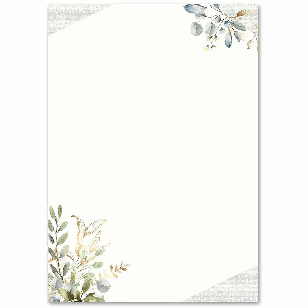 Carta da lettera decorata RAMI VERDI DIN A4 Fiori & Petali