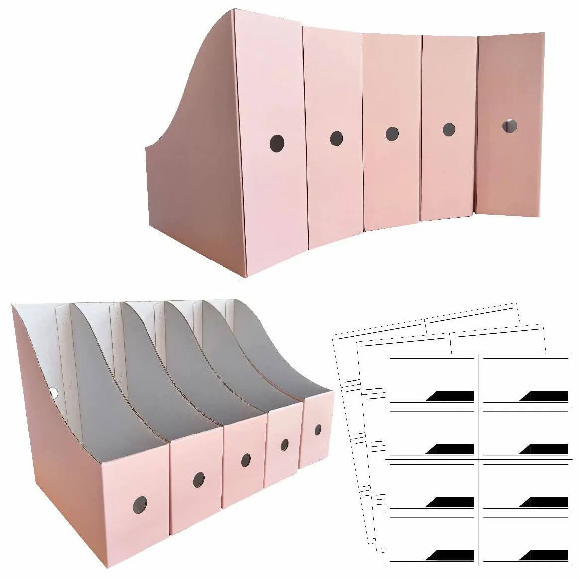 Confezione da 12 porta riviste in cartone di alta qualità, organizer per riviste rosa, per riviste, organizer per libri o cartelle per scrivania
