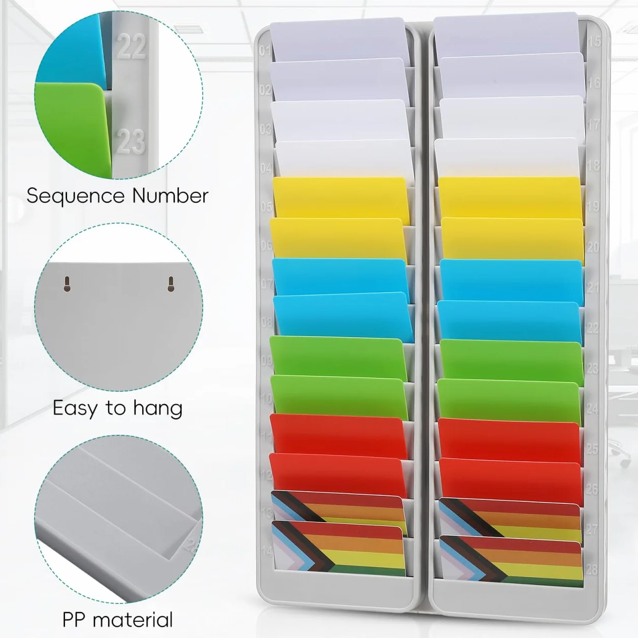 Operitacx Porta Tessere da Parete 28 Slot in PP Supporto per Badge Ufficio 14.2x8.7x0.6 Pollici