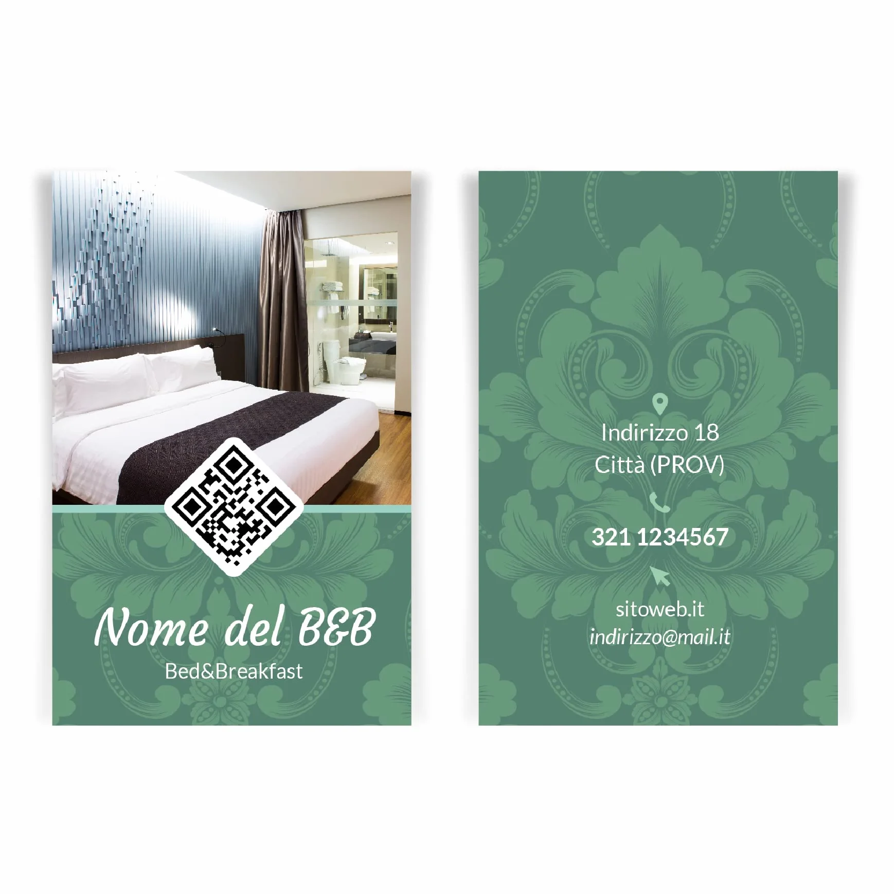 Biglietti da Visita personalizzabili Fronte Retro - Con codice QR - Maps - Personalizzabili Online - Bed & Breakfast - Hotel - Affittacamere (100)
