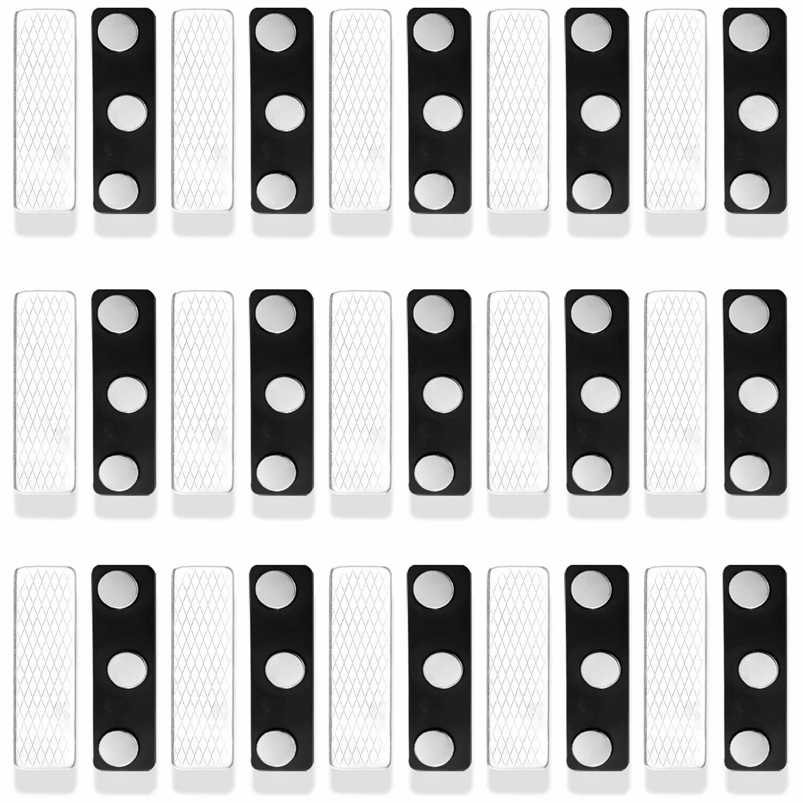Targhette Magnetiche Autoadesive 30 Pezzi Nero 45 x 13 mm Etichette per Abbigliamento Badge Portanome