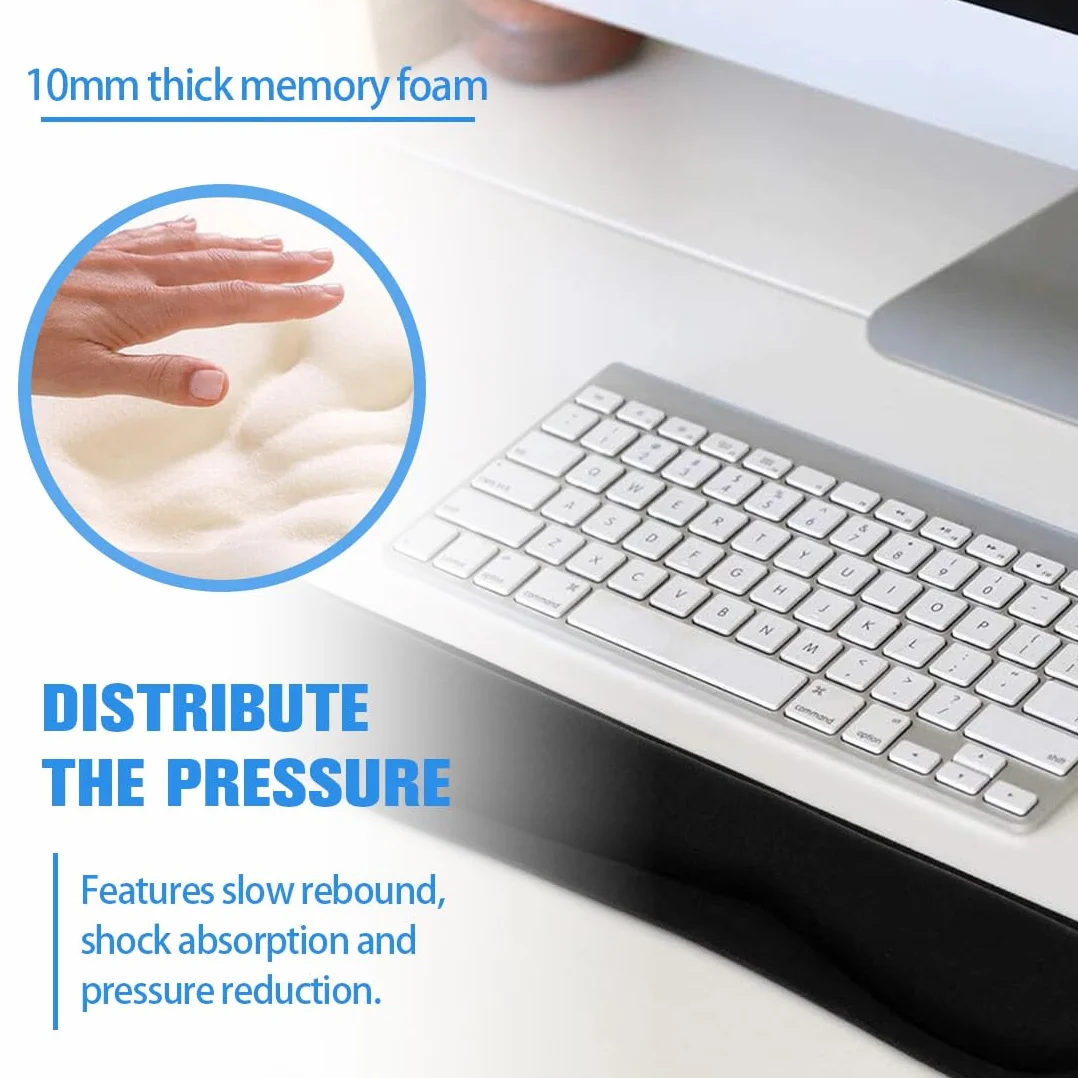 Ergonomic Wrist Rest with Anti-Slip for Keyboard and Numeric Keypad, Comfortable Typing Support