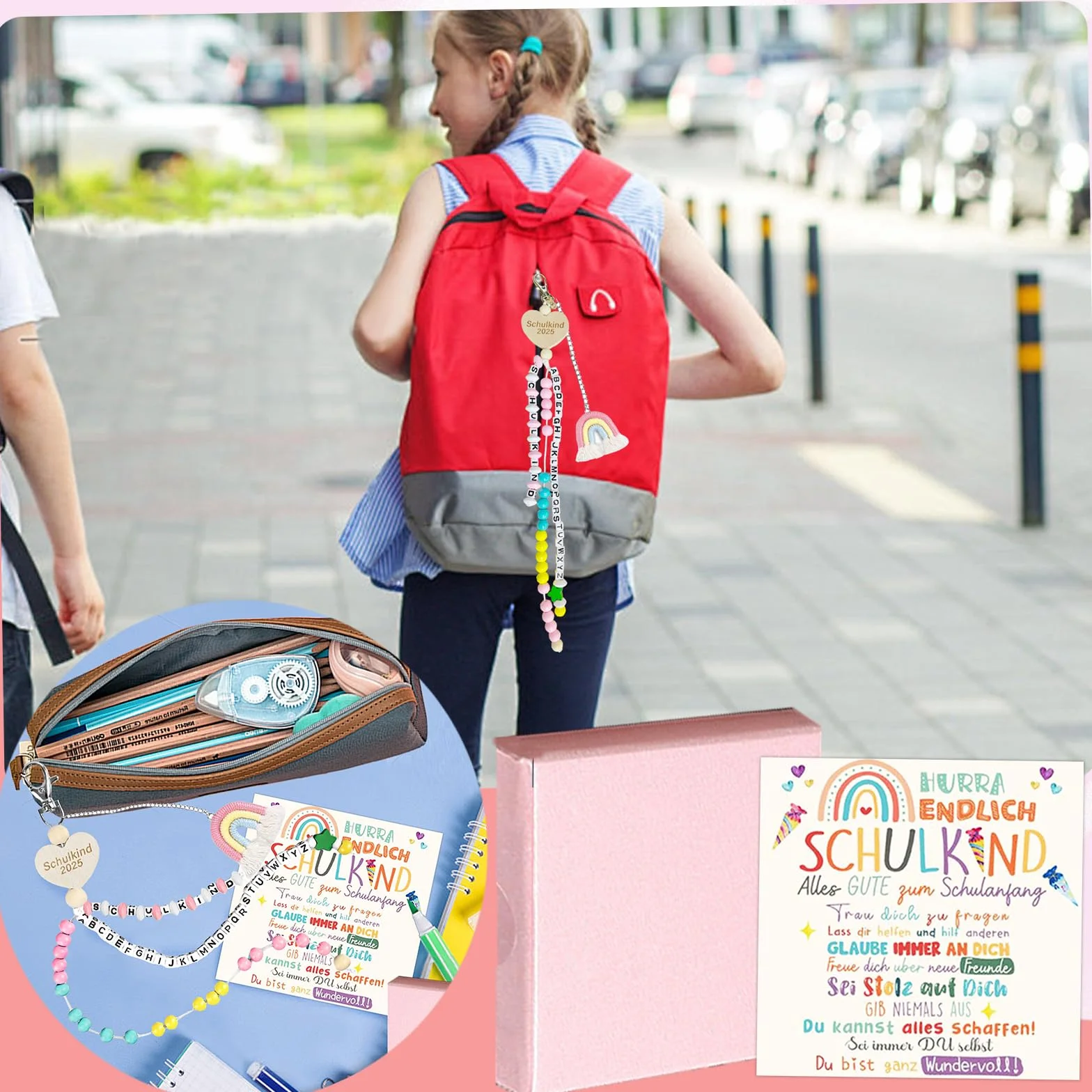 Collana per bambini di scuola 1° classe con confezione regalo, 2025