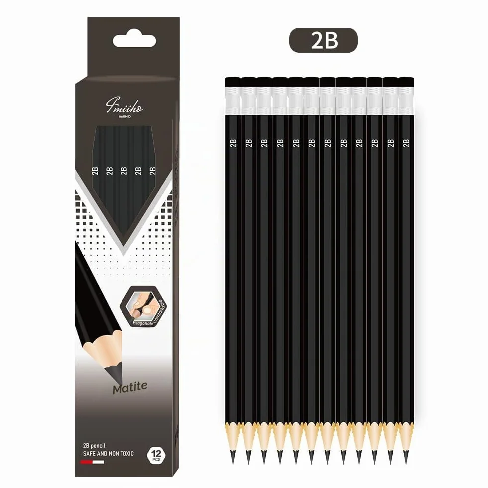 Matite in Legno 2B 12 Pezzi da Disegno