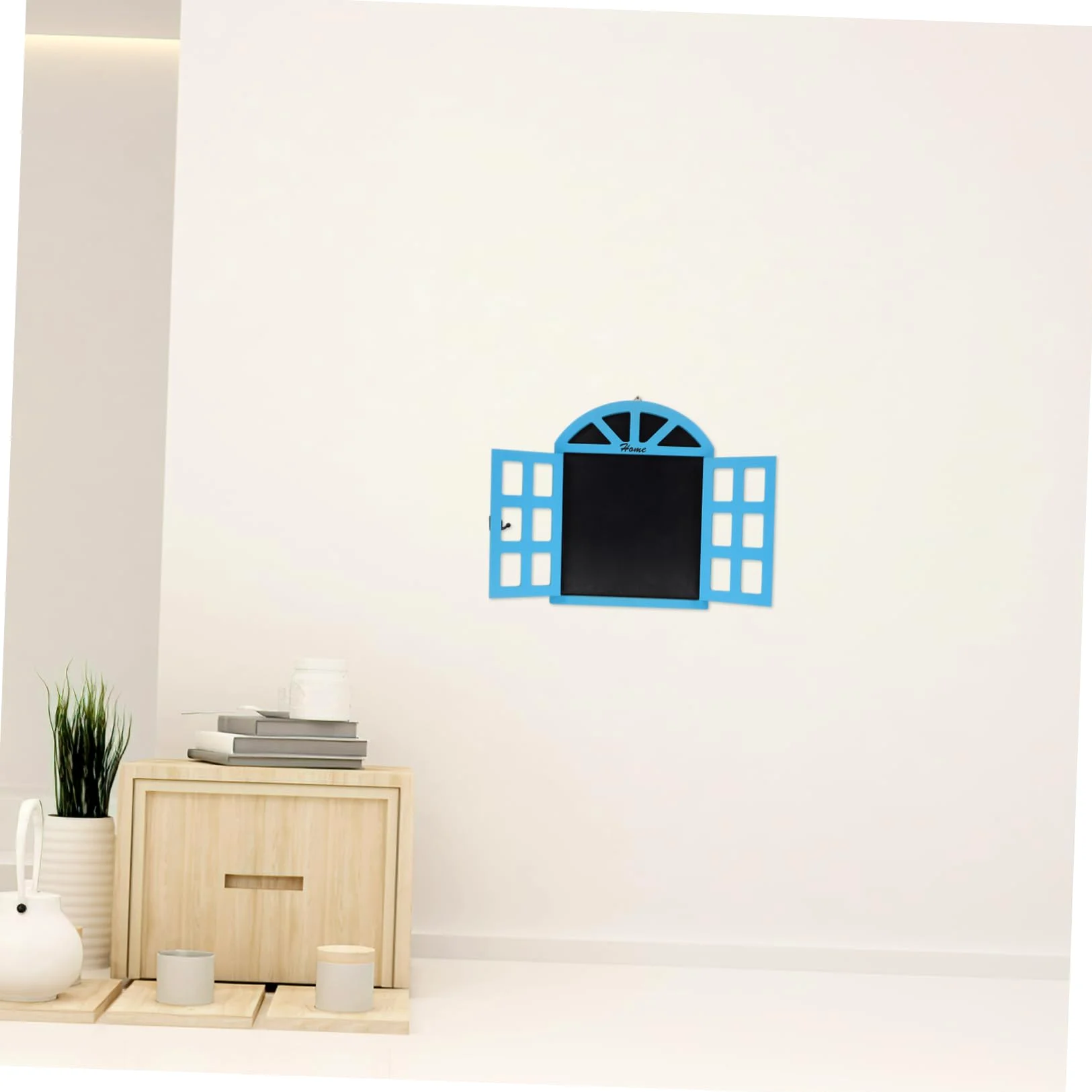 SHINEOFI Lavagna Nera Resistente e Facilmente Pulibile in Legno da Appendere a Parete come Decorazione Natalizia Design a Finestra Piccola Blu per Bar e Reception