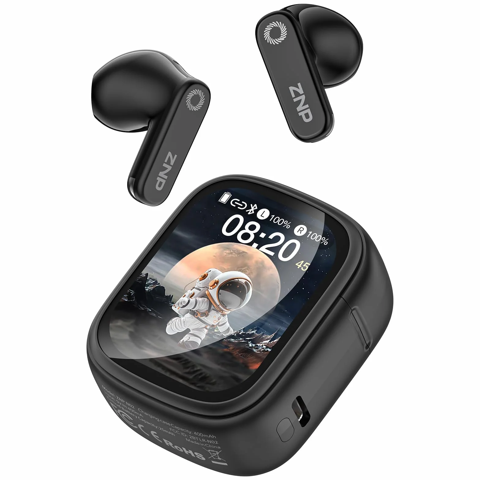 N02 Auricolari Traduttore AI 4 in 1, Cuffie con Traduzione Simultanea in Tempo Reale, 165 Lingue e 9 Modalità di Traduzione, Assistente AI, Display LCD Touch, Bluetooth 6.0 per Viaggi, Lavoro e Studio