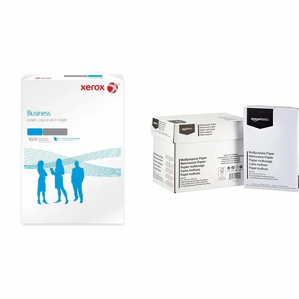 Xerox Business 003R91821 - Risma da 500 fogli, A3, 80 g/m², colore: bianco & Amazon Basics Carta da stampa multiuso A4 80gsm, 5x500 fogli, bianco
