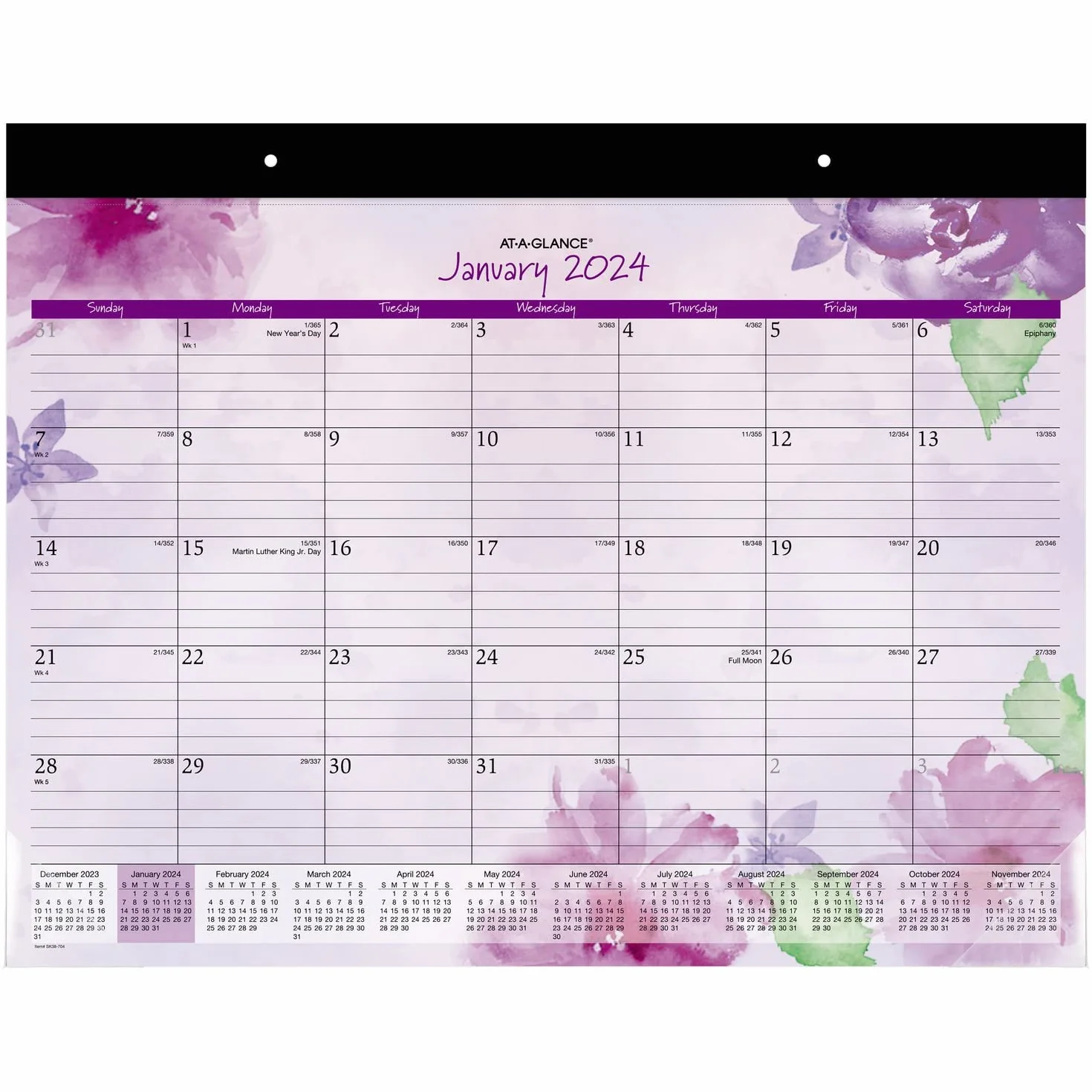 AT-A-GLANCE Calendario da scrivania 2024, mensile, 54 x 43 cm, standard, giorno bello (SK38-704-24)