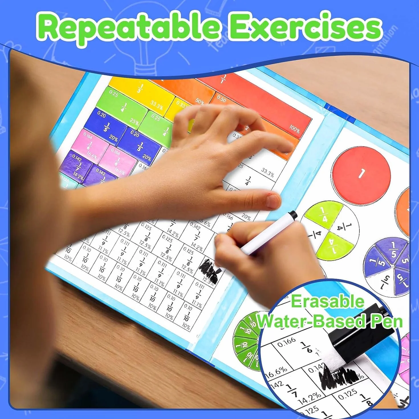 Puzzle Educativo Sulla Frazione Magnetica, Piastrelle Magnetiche Frazioni, Matematica Montessori Primaria, Set per Bambini