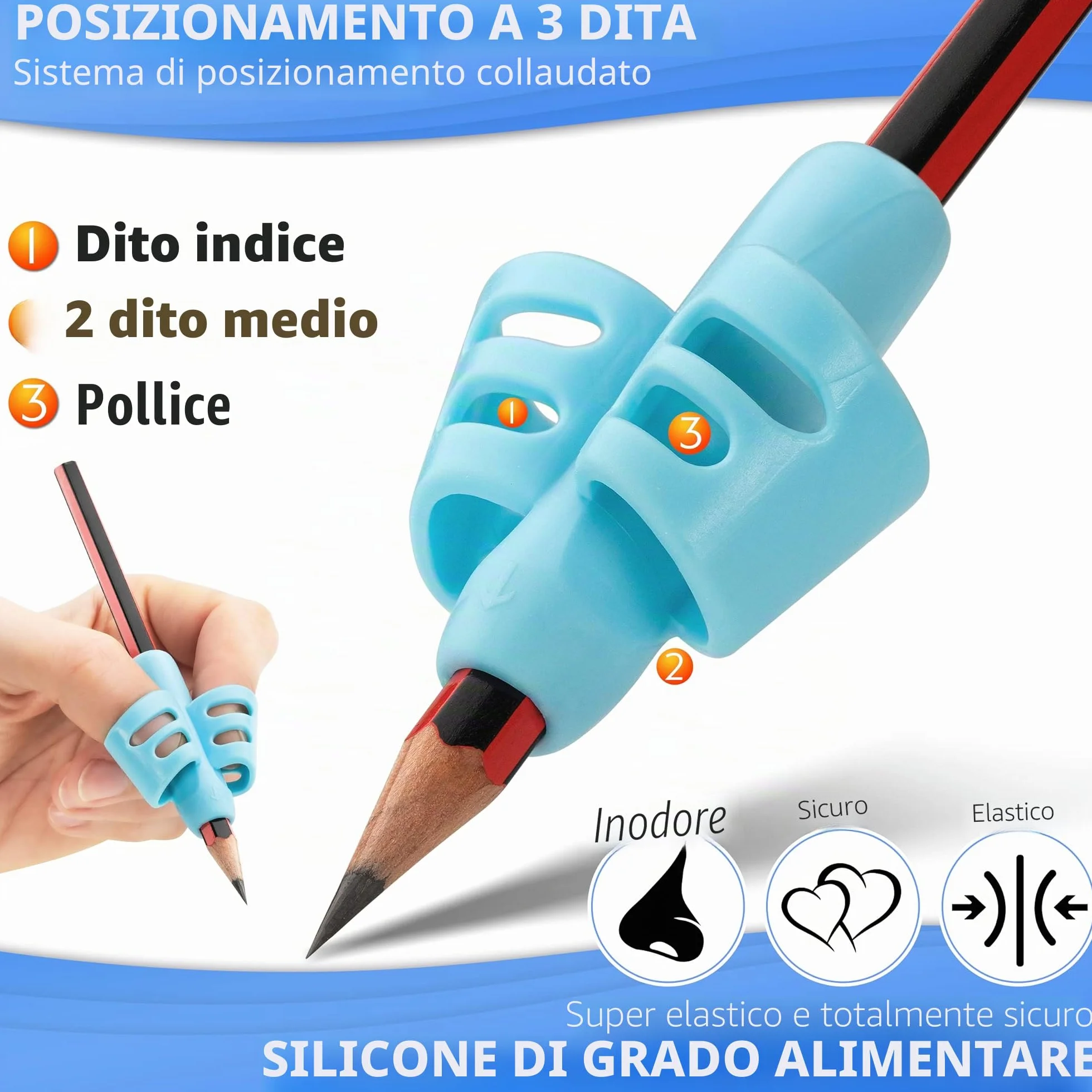 Stylo Impugnatura Matita Bambini, Confezione da 6, Impugnature Ergonomiche