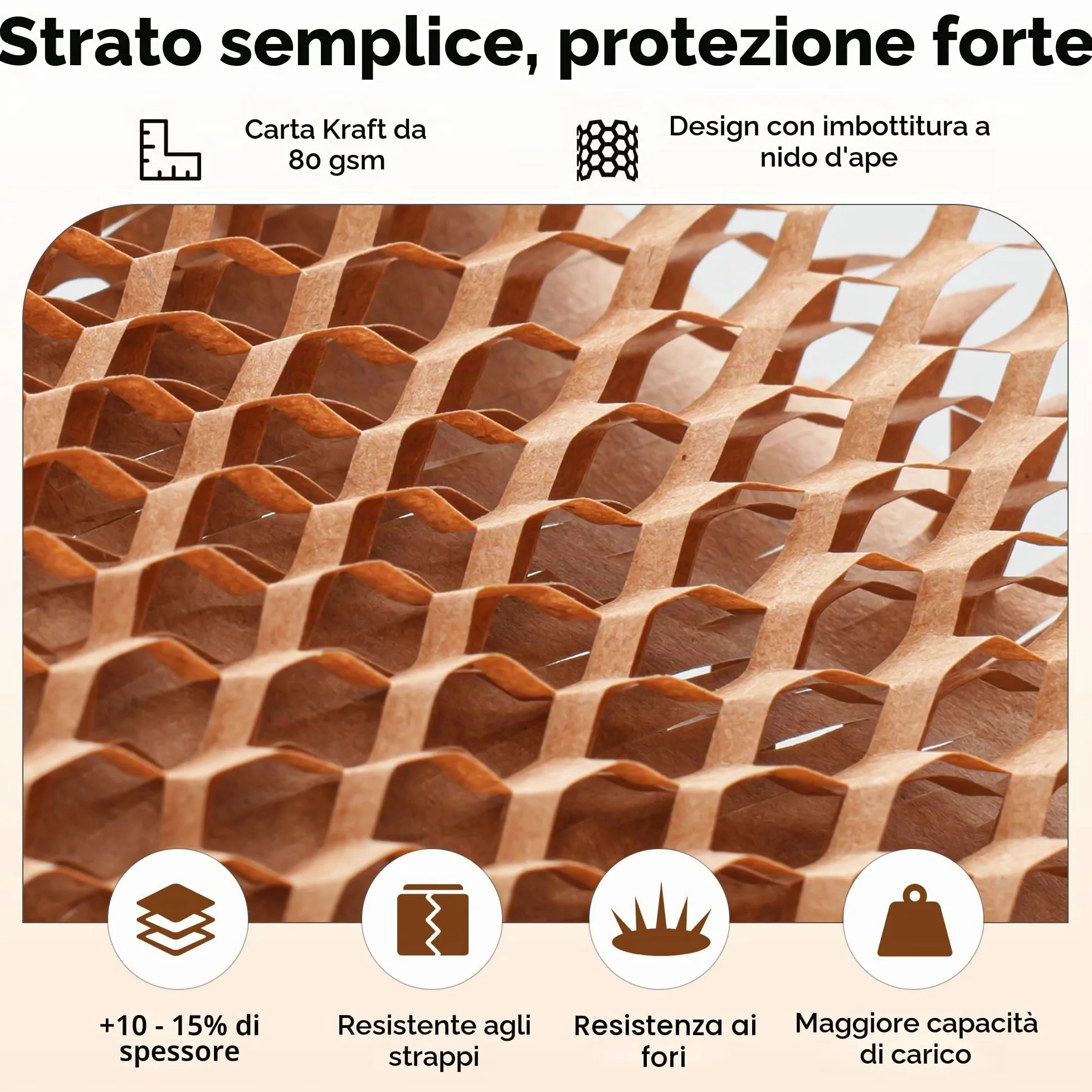 Tera Carta a nido d'ape Kraft 30 cm × 30 m 80 gsm 1,6× estensibile ecologica riciclabile biodegradabile